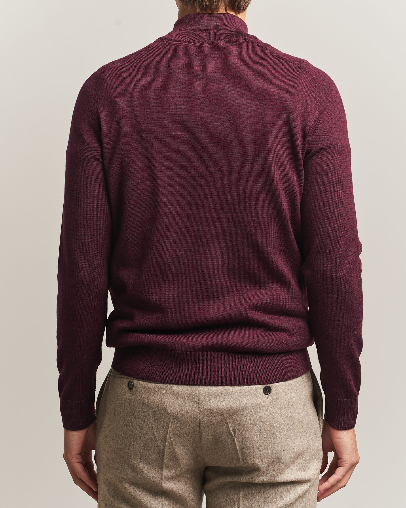 Herre | Gensere | Morris | John Merino Half Zip Wine Red