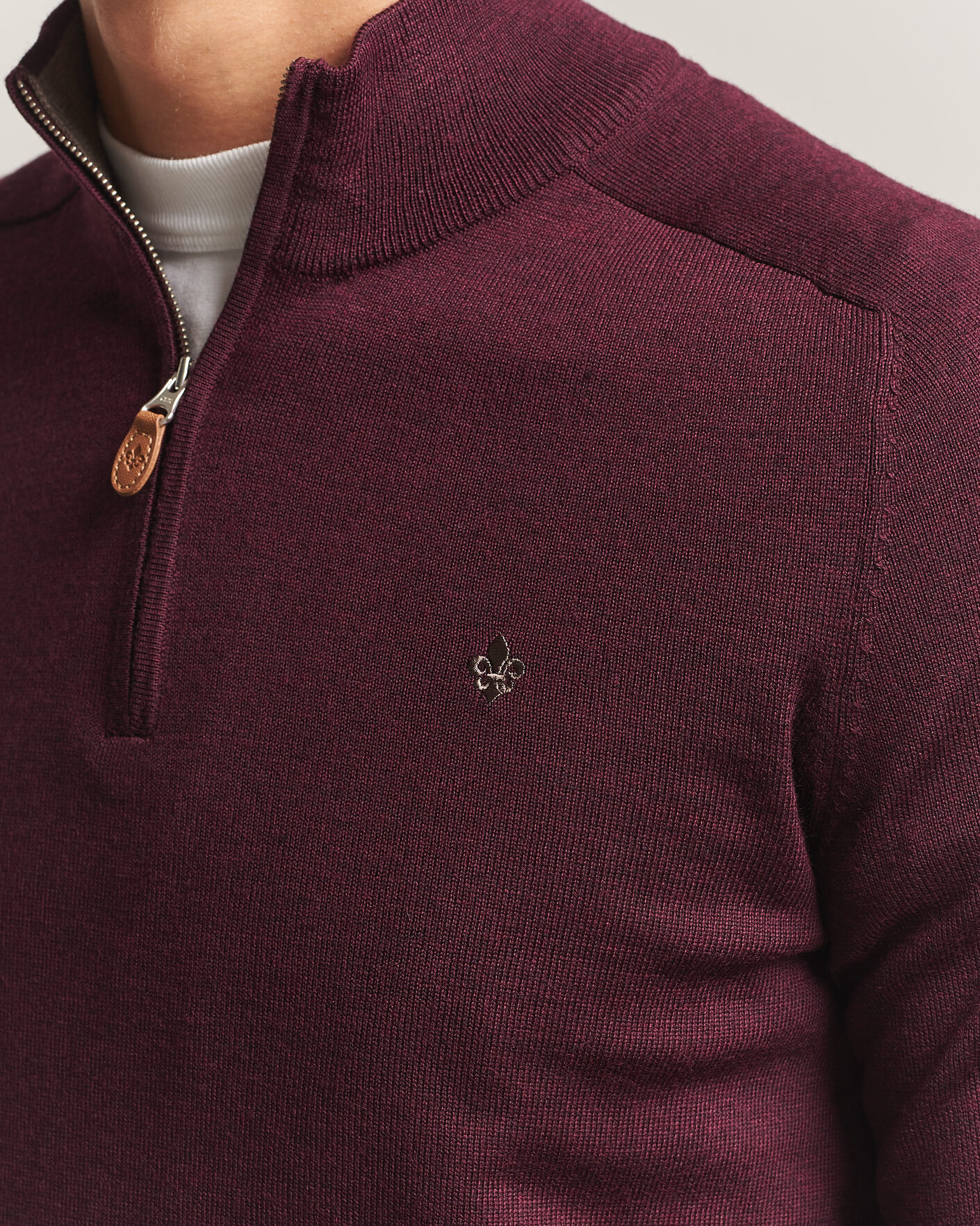 Herre | Gensere | Morris | John Merino Half Zip Wine Red