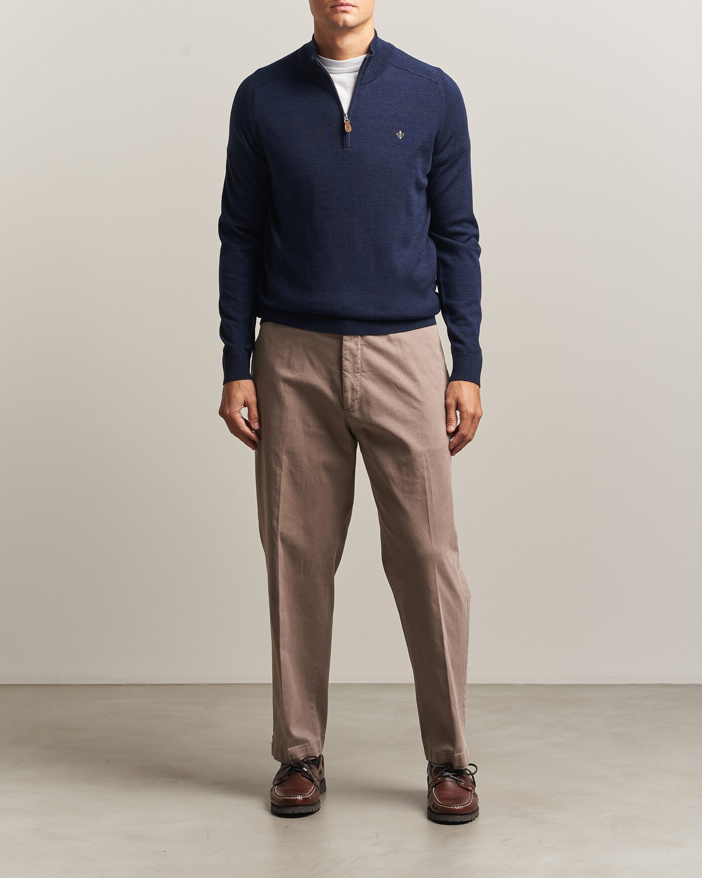 Herre | Gensere | Morris | John Merino Half Zip Ocean Blue