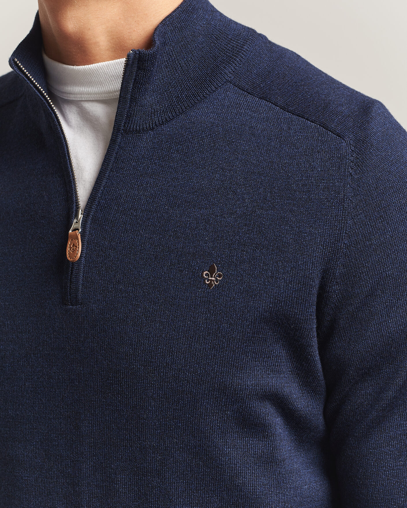 Herre | Gensere | Morris | John Merino Half Zip Ocean Blue