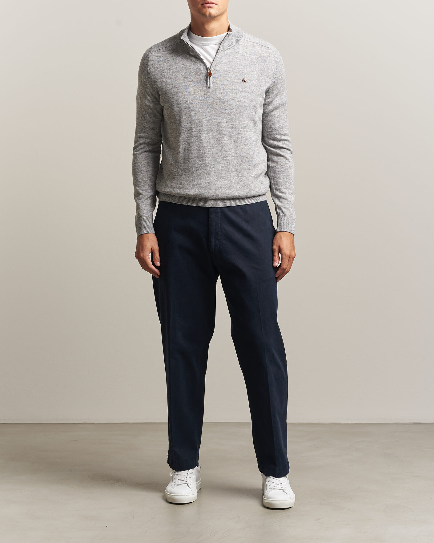 Herre | Gensere | Morris | John Merino Half Zip Mid Grey