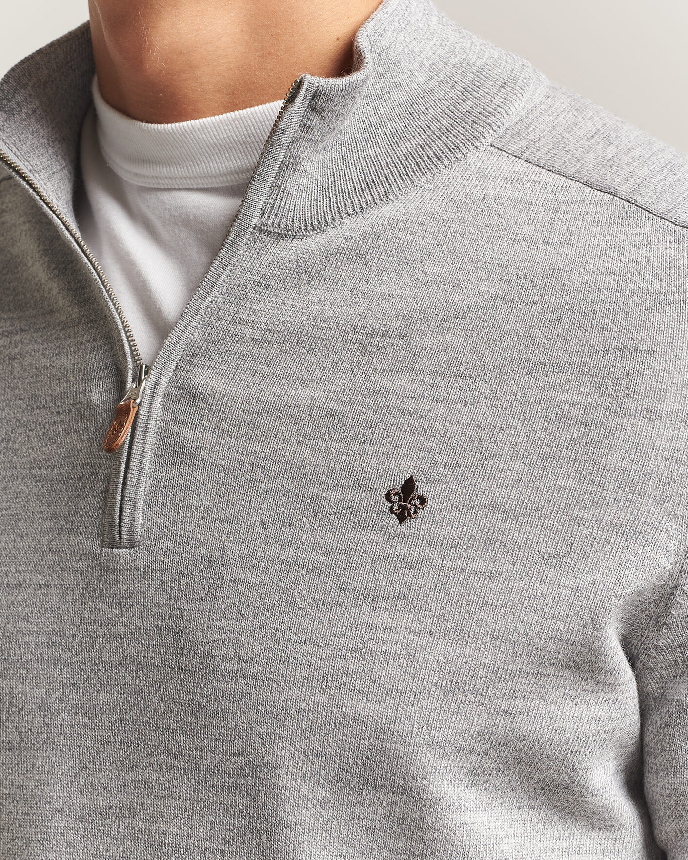 Herre | Gensere | Morris | John Merino Half Zip Mid Grey