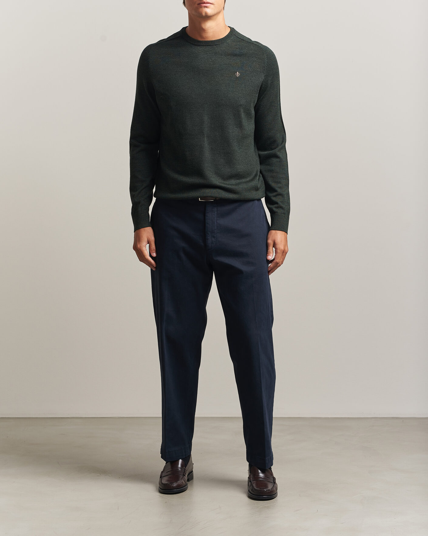 Herre | Gensere | Morris | Merino O-Neck Olive