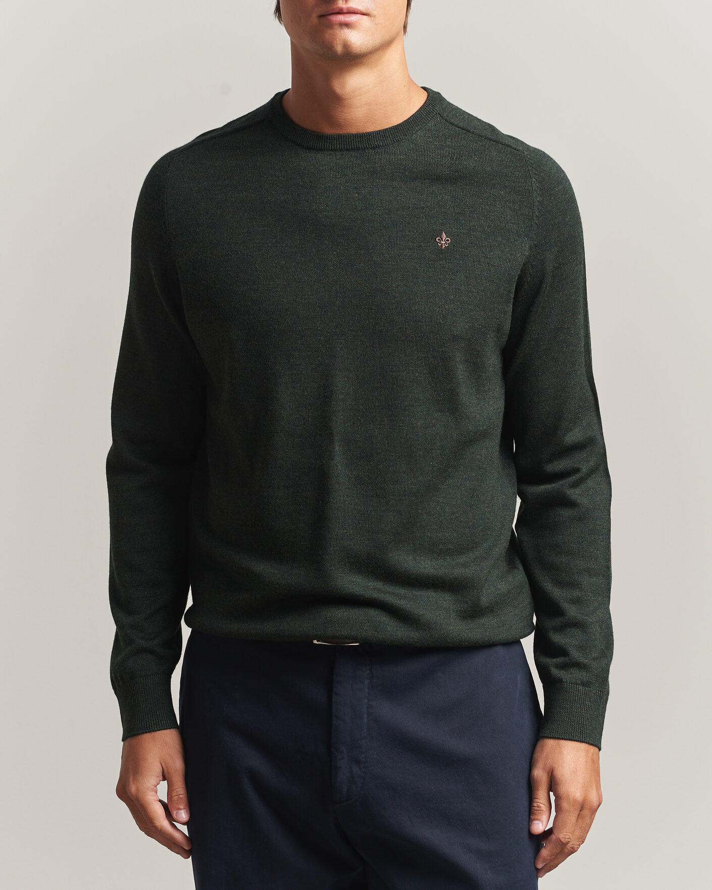 Herre | Gensere | Morris | Merino O-Neck Olive