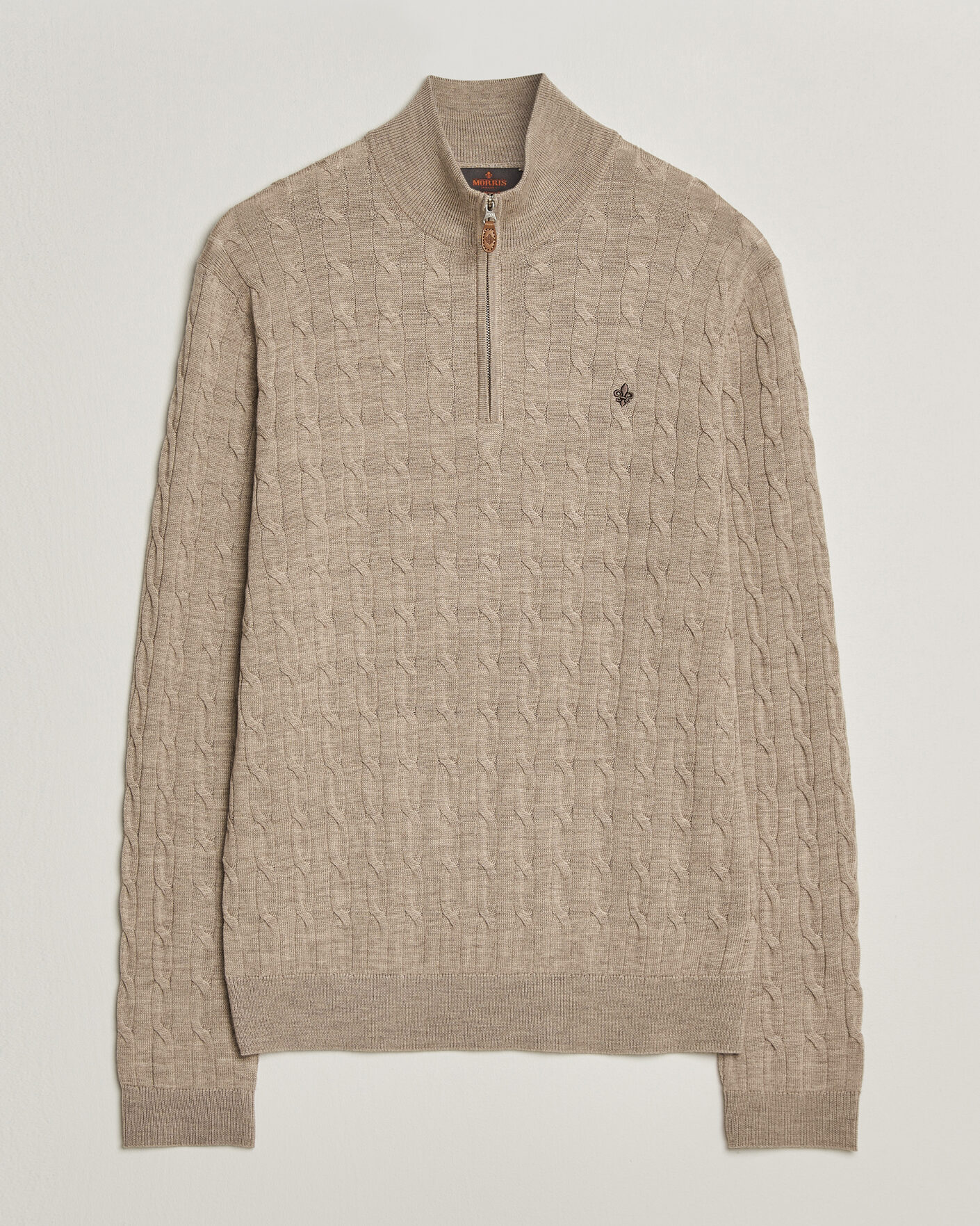 Herre | Gensere | Morris | Merino Cable Half Zip Khaki