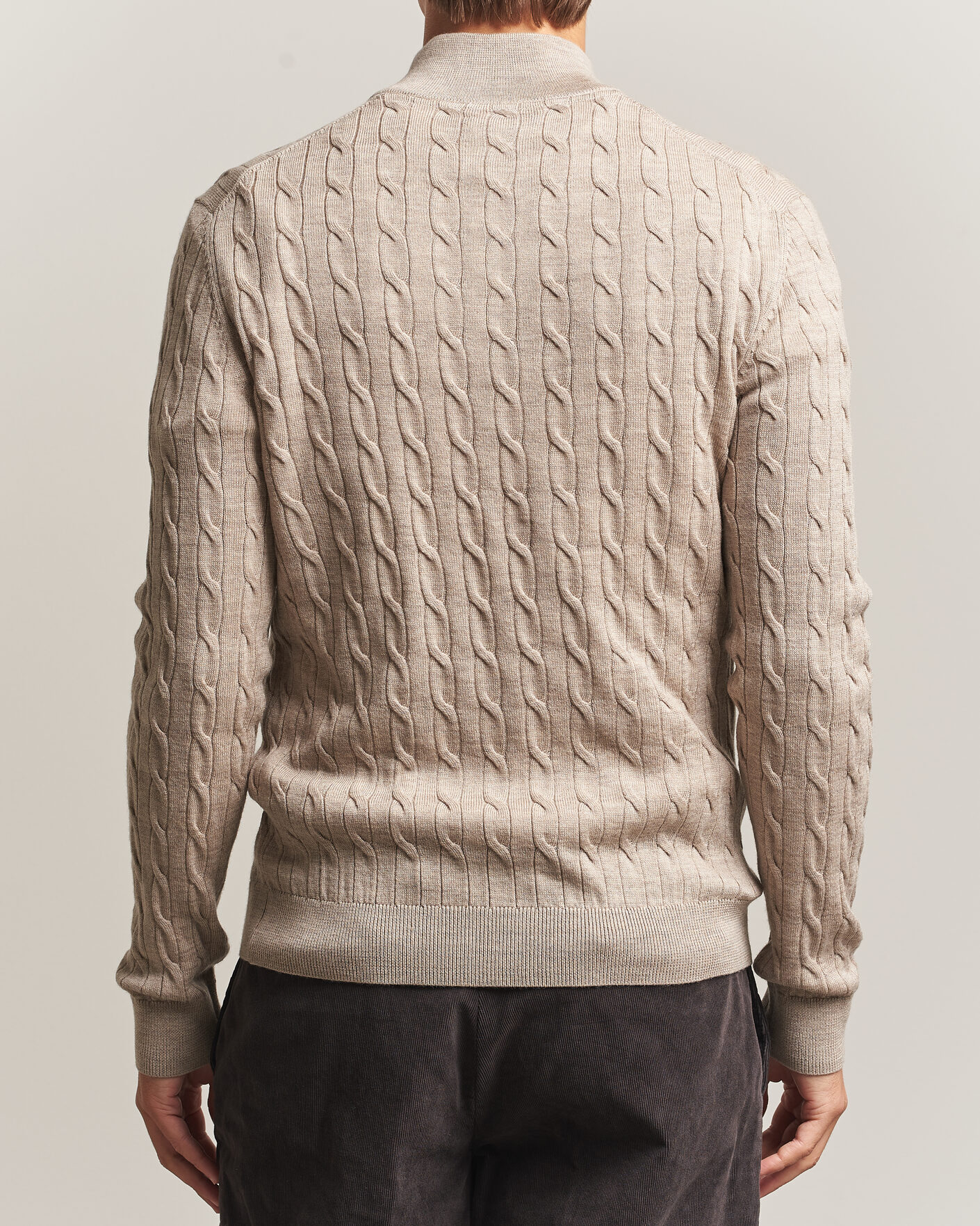 Herre | Gensere | Morris | Merino Cable Half Zip Khaki