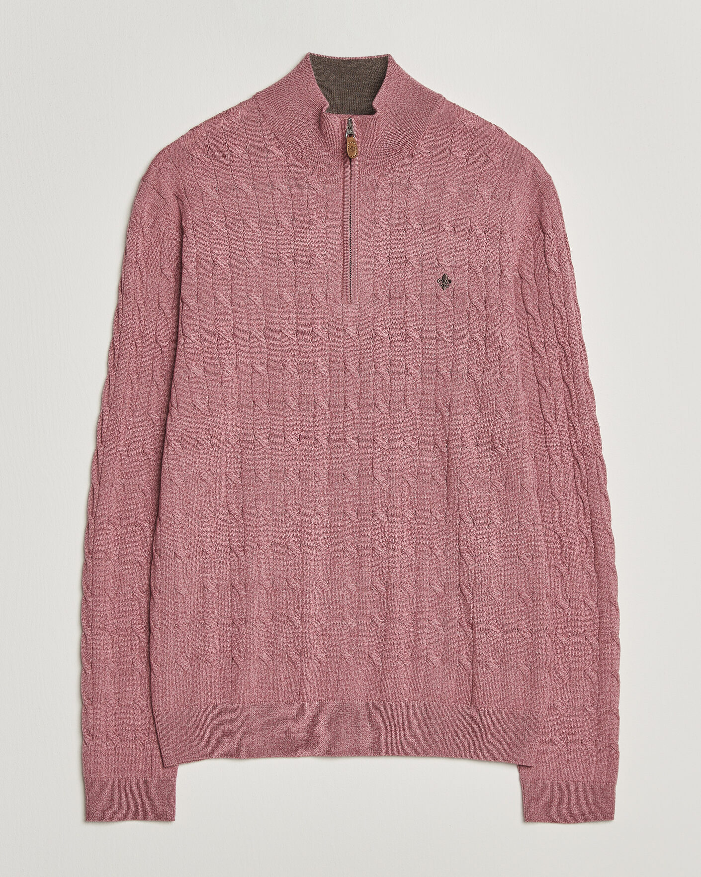 Herre | Gensere | Morris | Merino Cable Half Zip Cerise