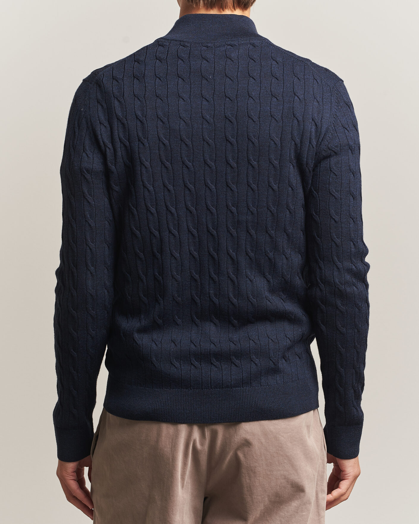 Herre | Gensere | Morris | Merino Cable Half Zip Navy