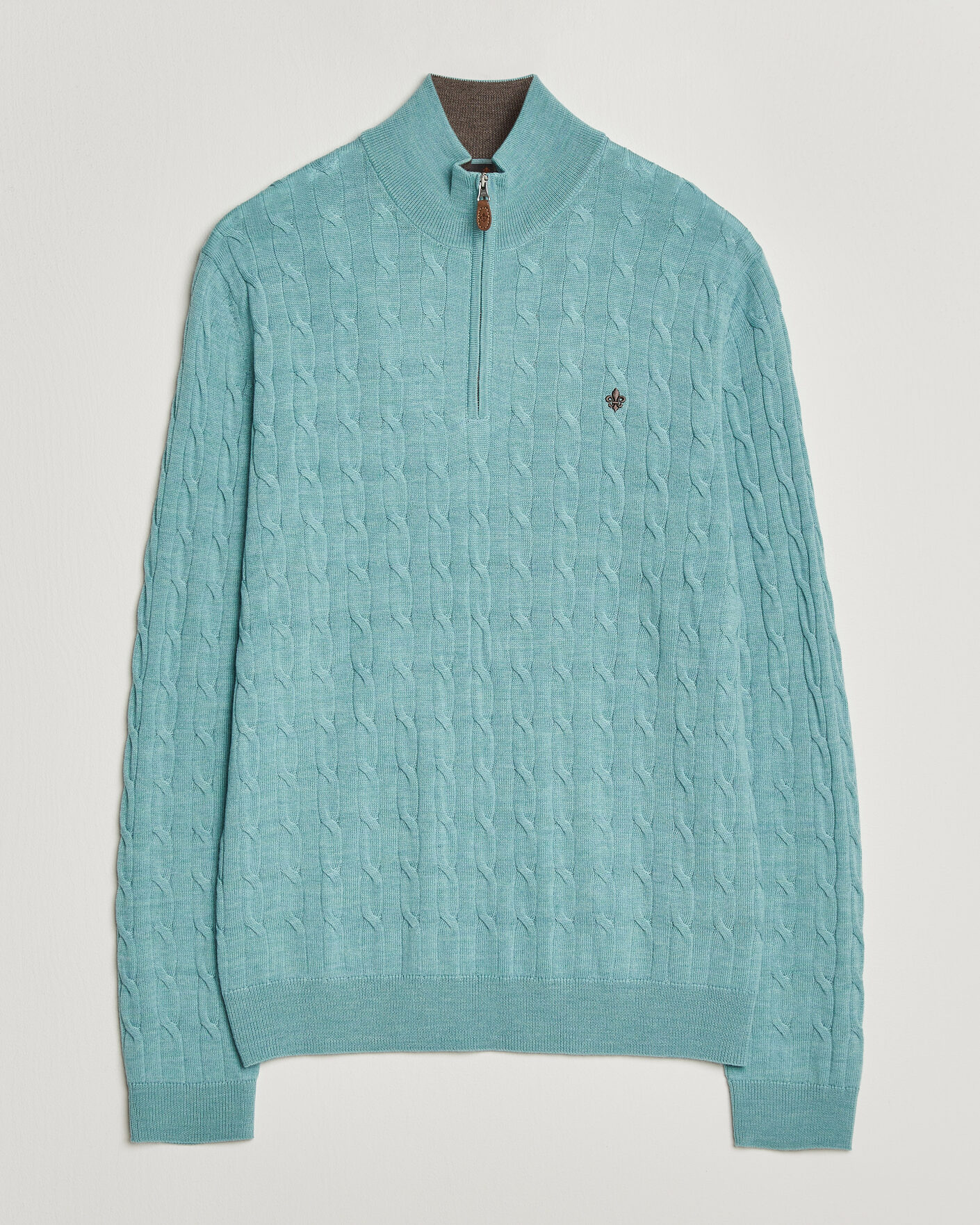 Herre | Gensere | Morris | Merino Cable Half Zip Ocean Blue