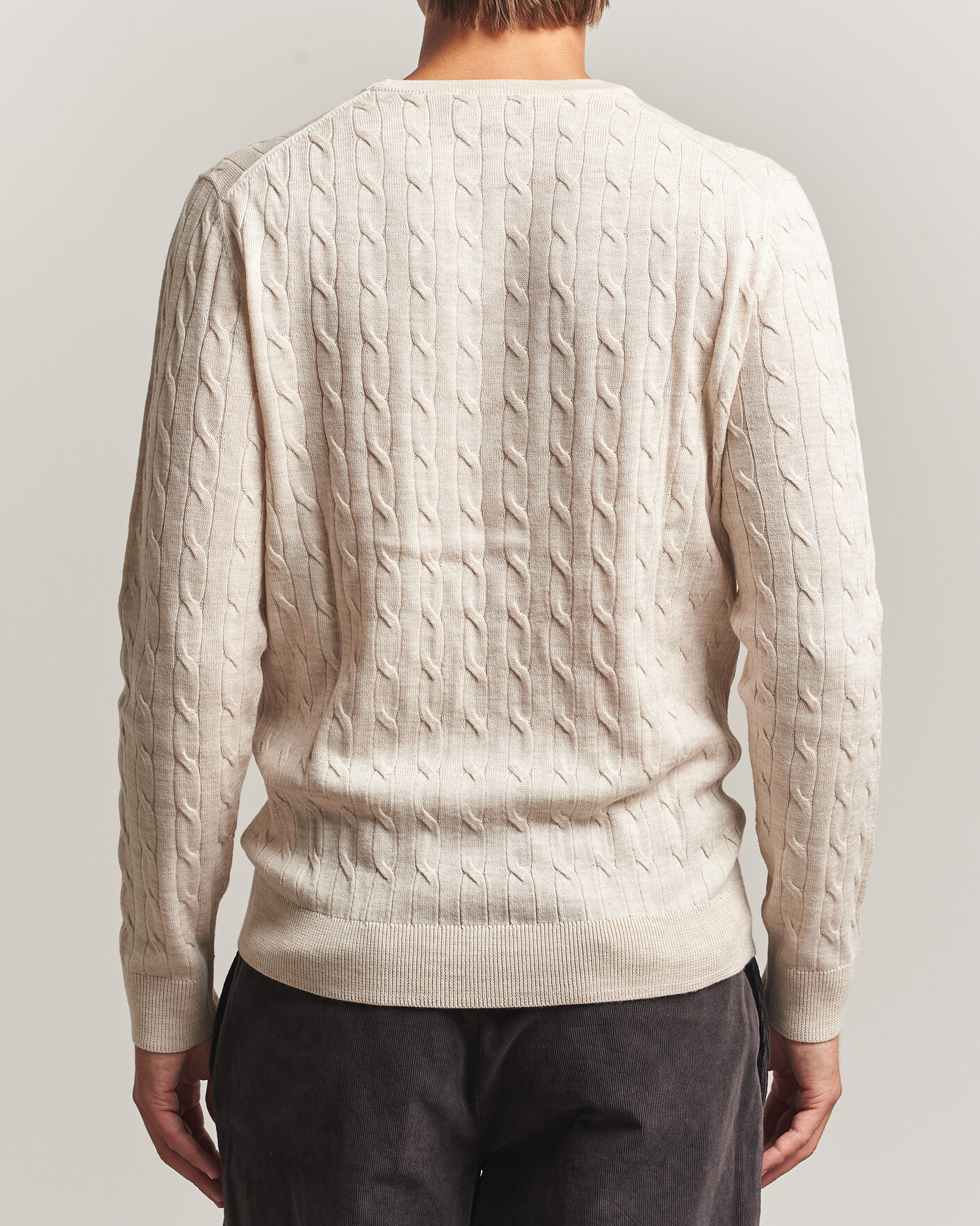 Herre | Gensere | Morris | Merino Cable O-Neck Off White