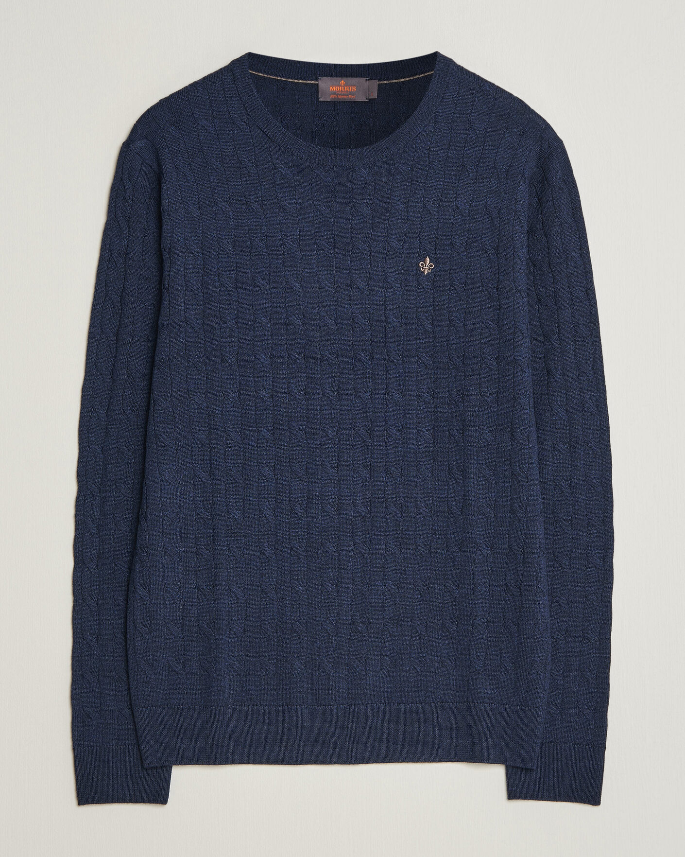 Herre | Gensere | Morris | Merino Cable O-Neck Navy