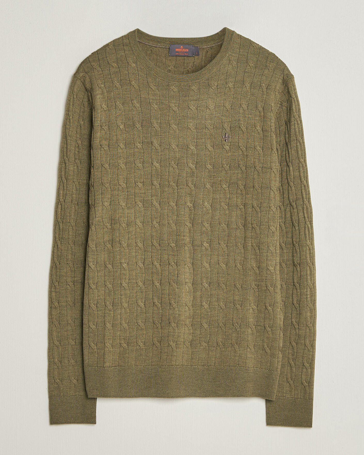 Herre | Gensere | Morris | Merino Cable O-Neck Olive