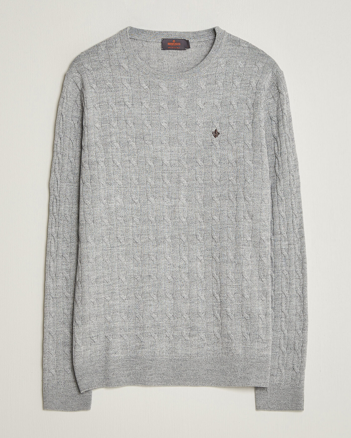 Herre | Gensere | Morris | Merino Cable O-Neck Mid Grey