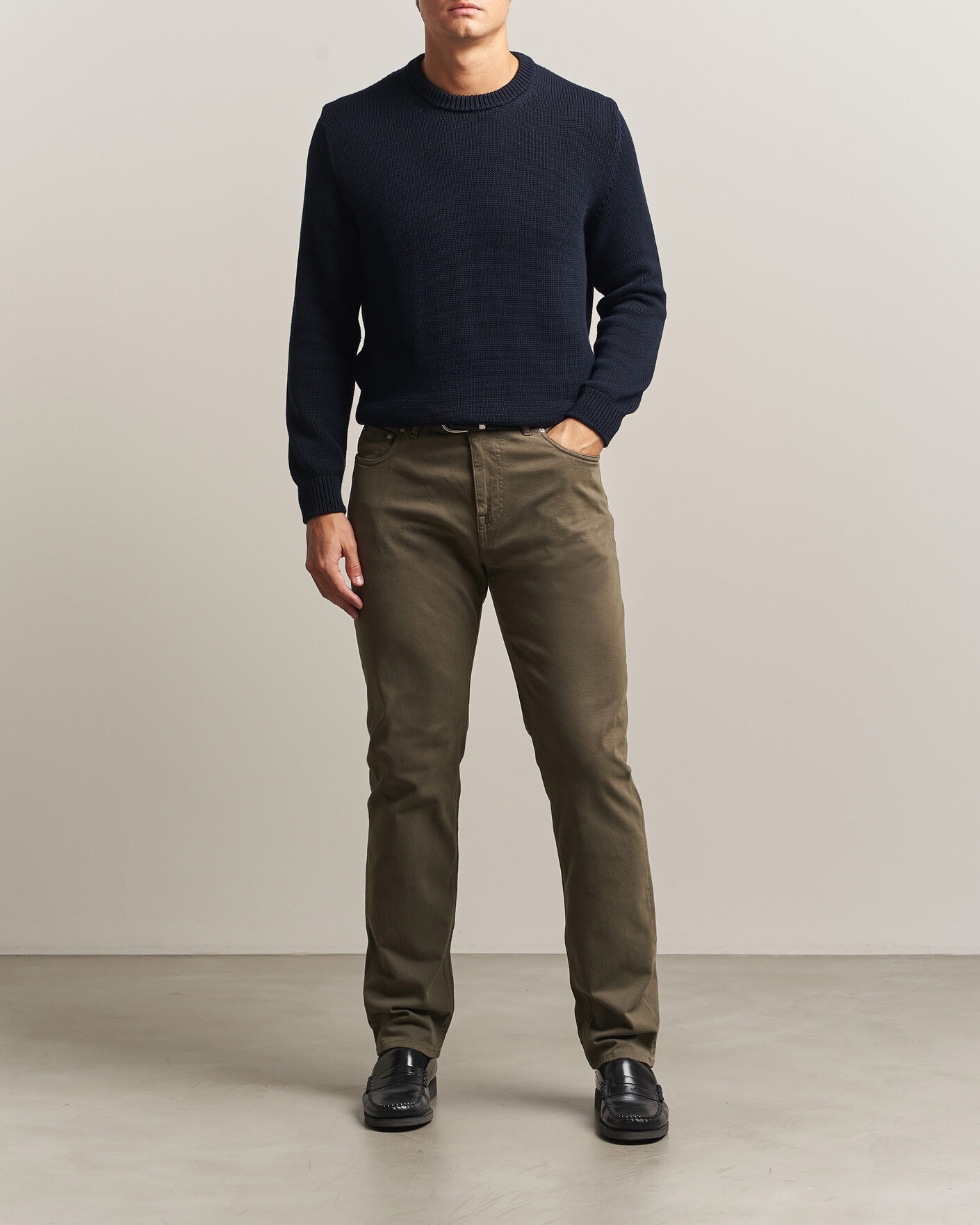 Herre | Bukser | Morris | James Brushed 5-Pocket Pant Olive