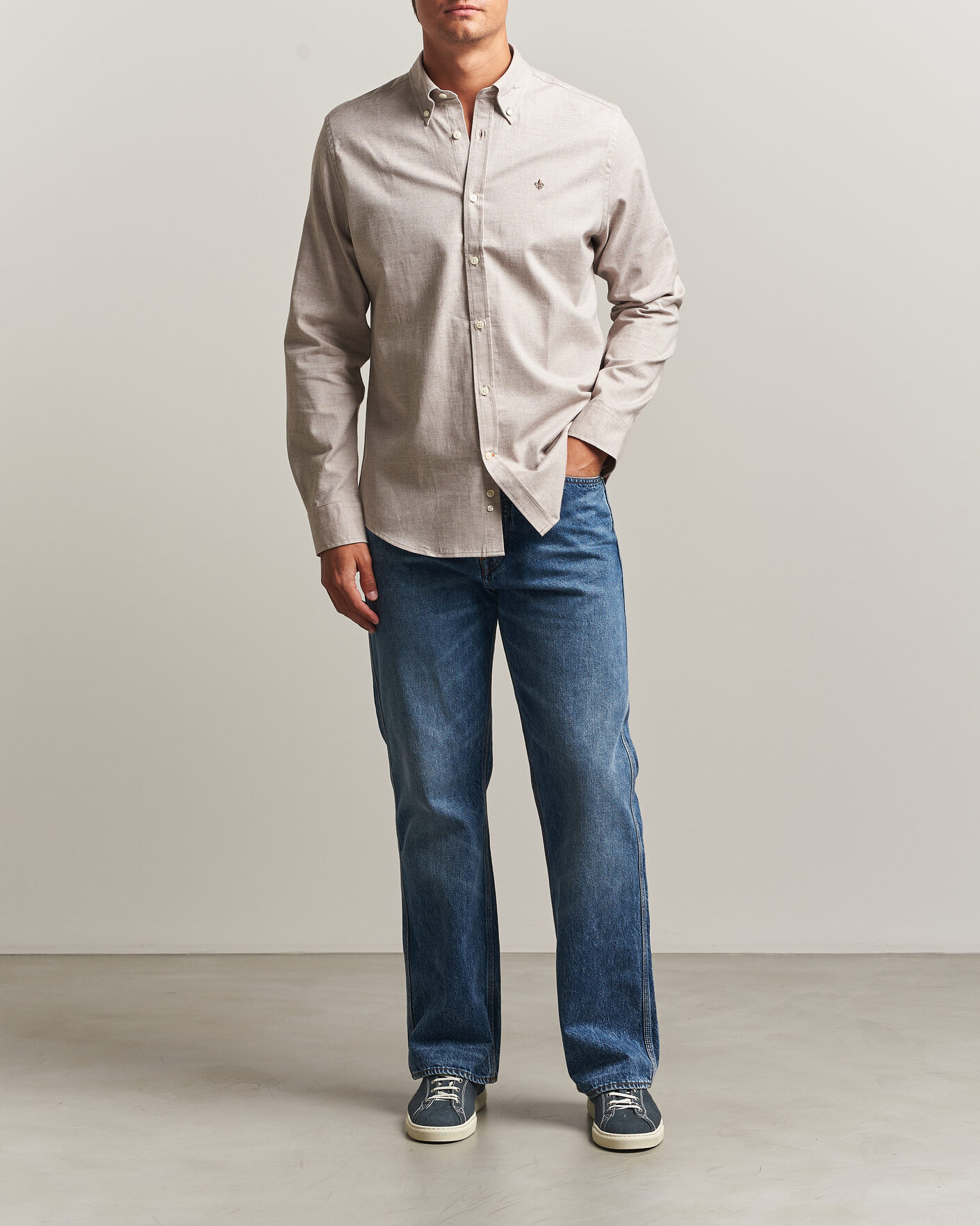 Herre | Skjorter | Morris | Watts Flannel Shirt Khaki