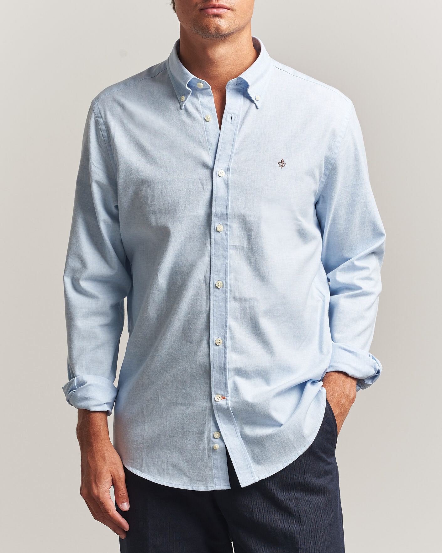 Herre | Skjorter | Morris | Watts Flannel Shirt Light Blue