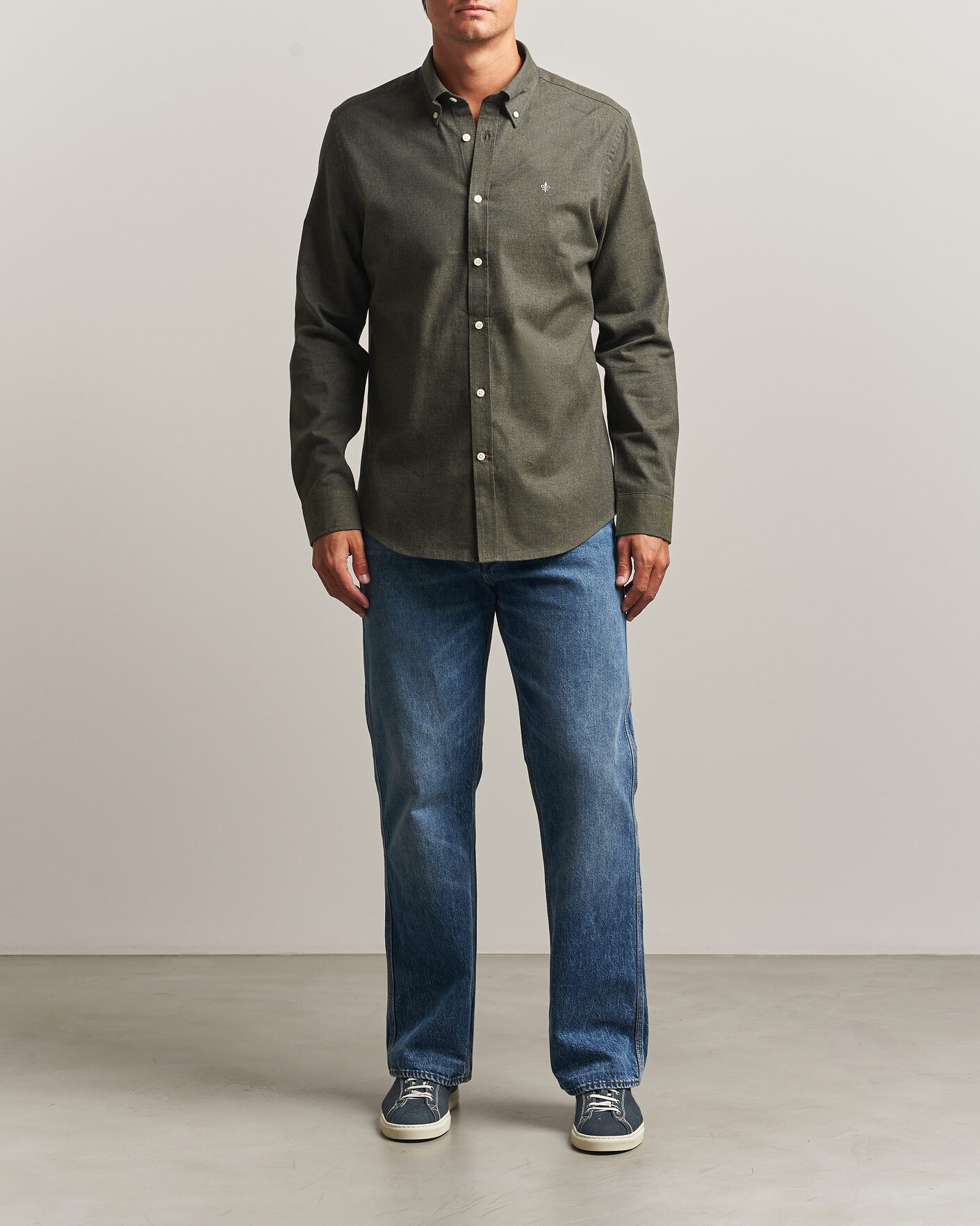 Herre | Skjorter | Morris | Watts Flannel Shirt Olive
