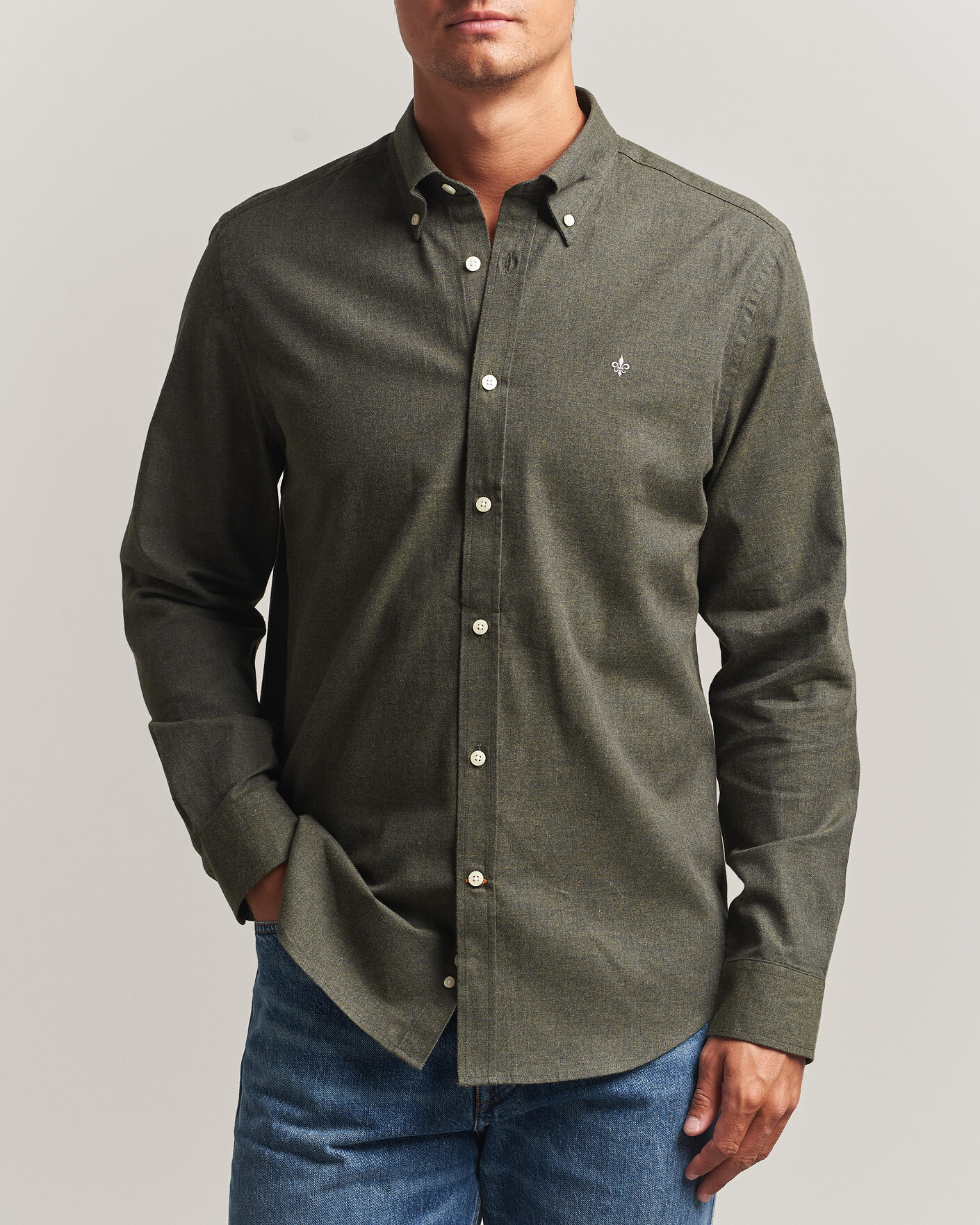 Herre | Skjorter | Morris | Watts Flannel Shirt Olive