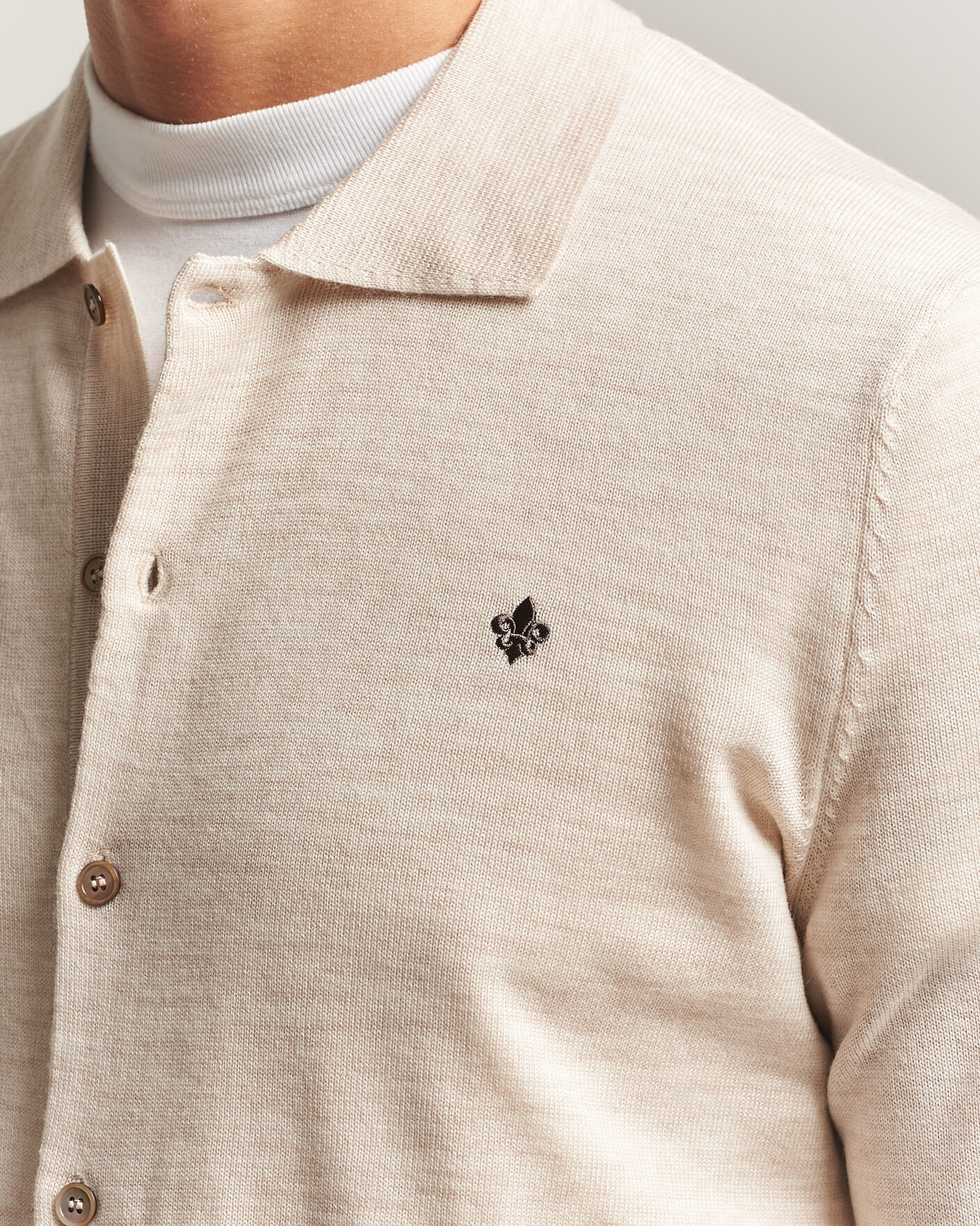 Herre | Skjorter | Morris | Merino Shirt Cardigan Off White