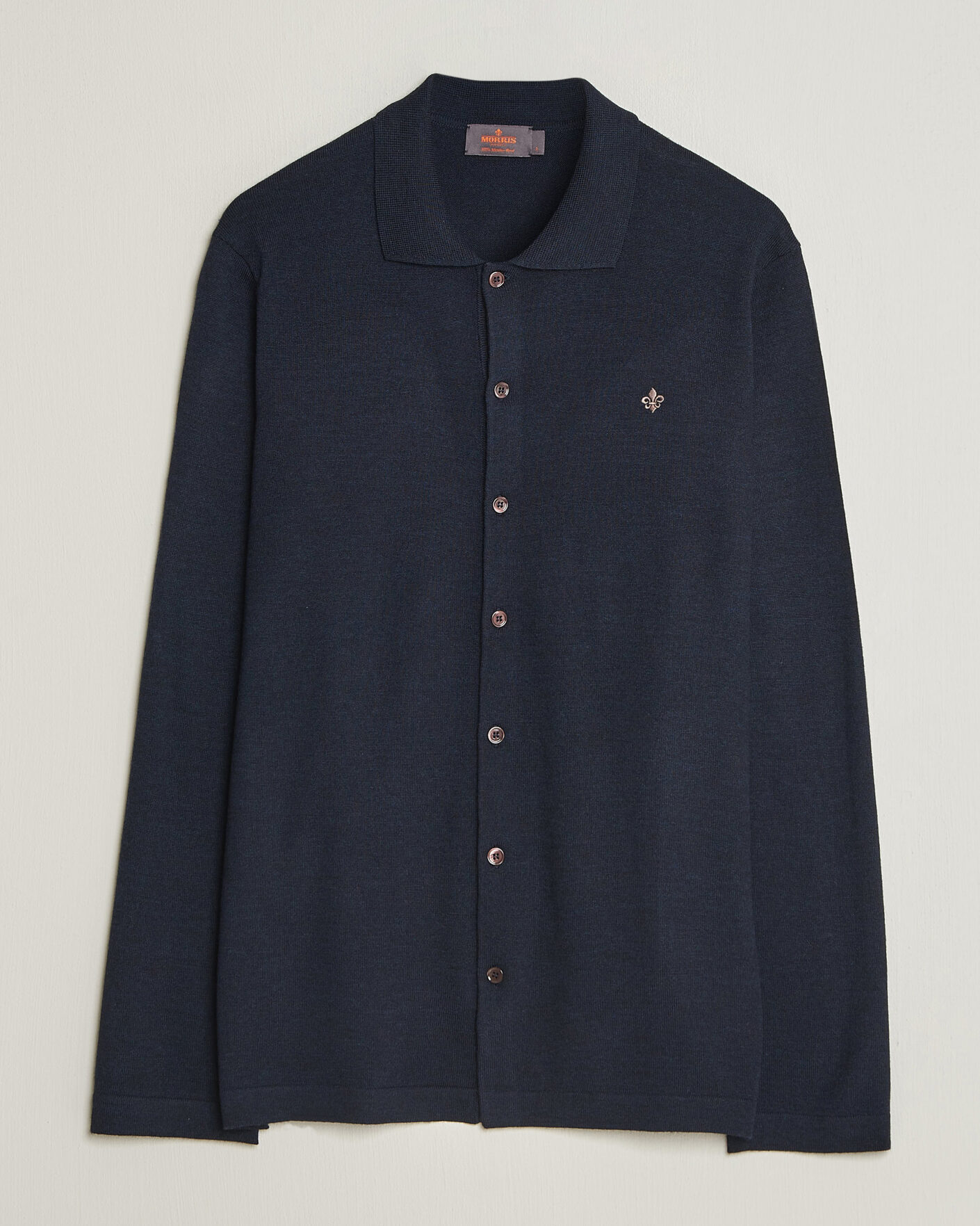Herre | Skjorter | Morris | Merino Shirt Cardigan Navy