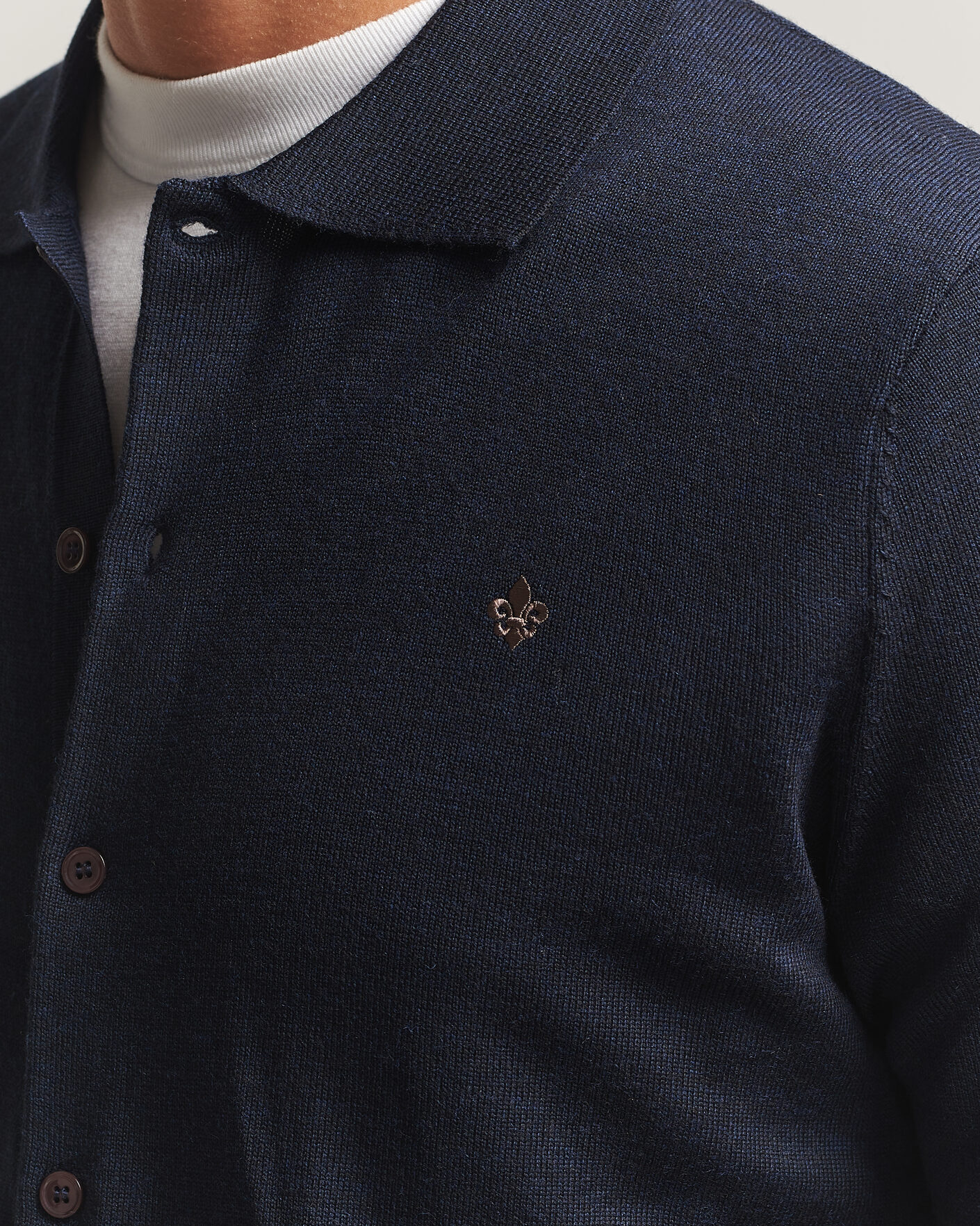 Herre | Skjorter | Morris | Merino Shirt Cardigan Navy