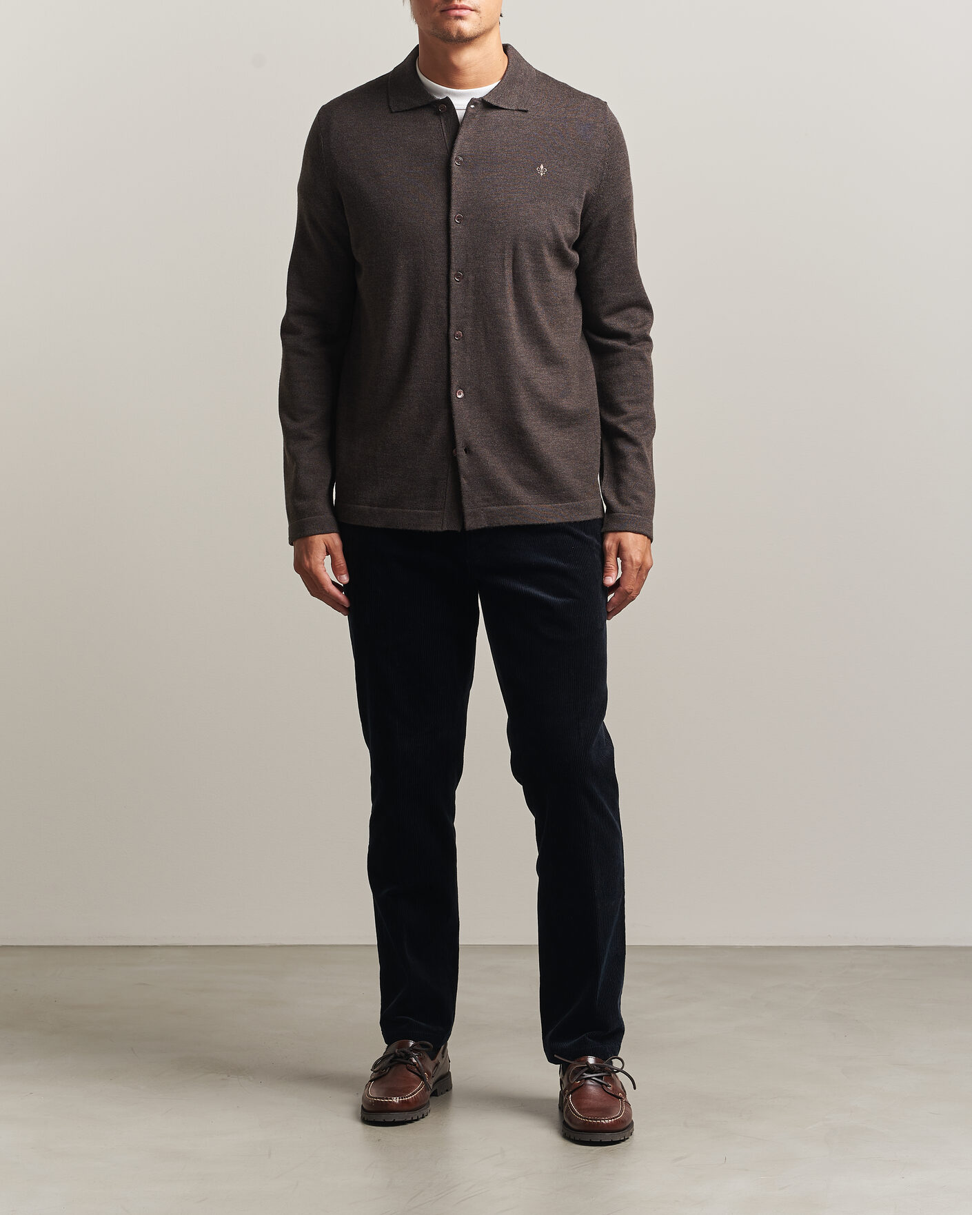 Herre | Skjorter | Morris | Merino Shirt Cardigan Brown
