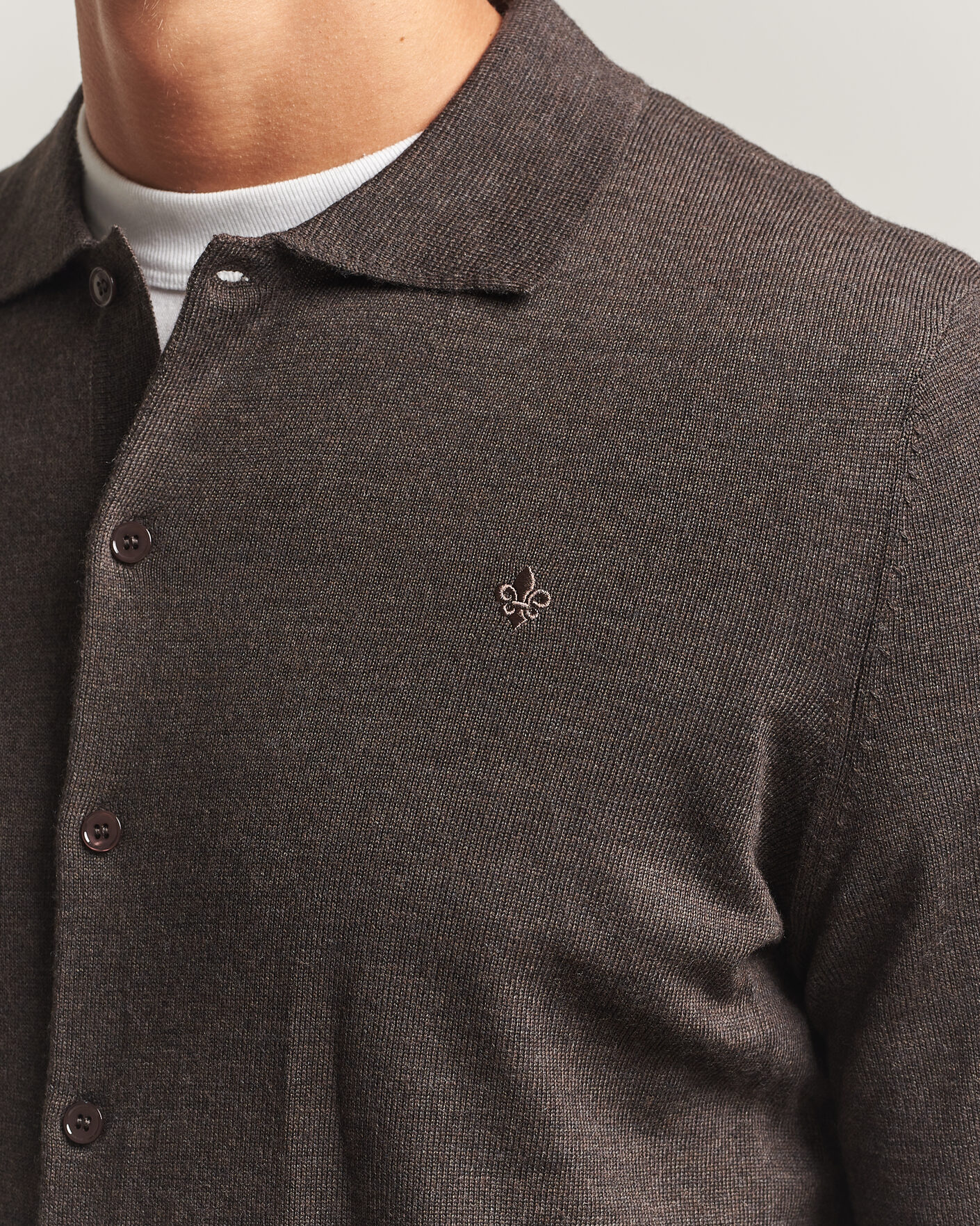 Herre | Skjorter | Morris | Merino Shirt Cardigan Brown
