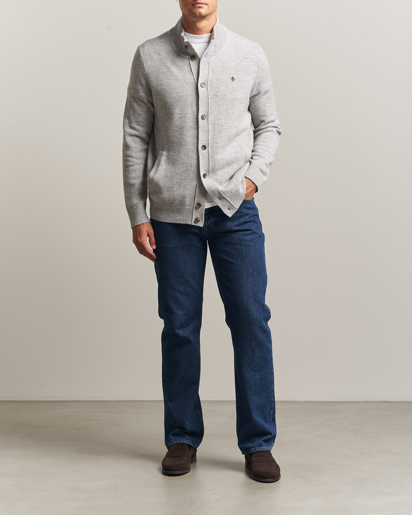 Herre | Gensere | Morris | Hertford Button Cardigan Grey