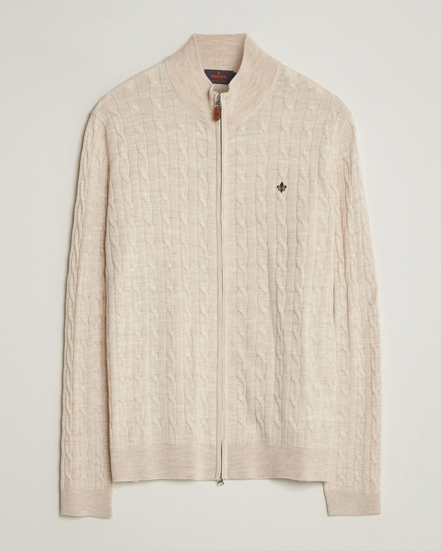 Herre | Gensere | Morris | Merino Cable Zip Cardigan Off White