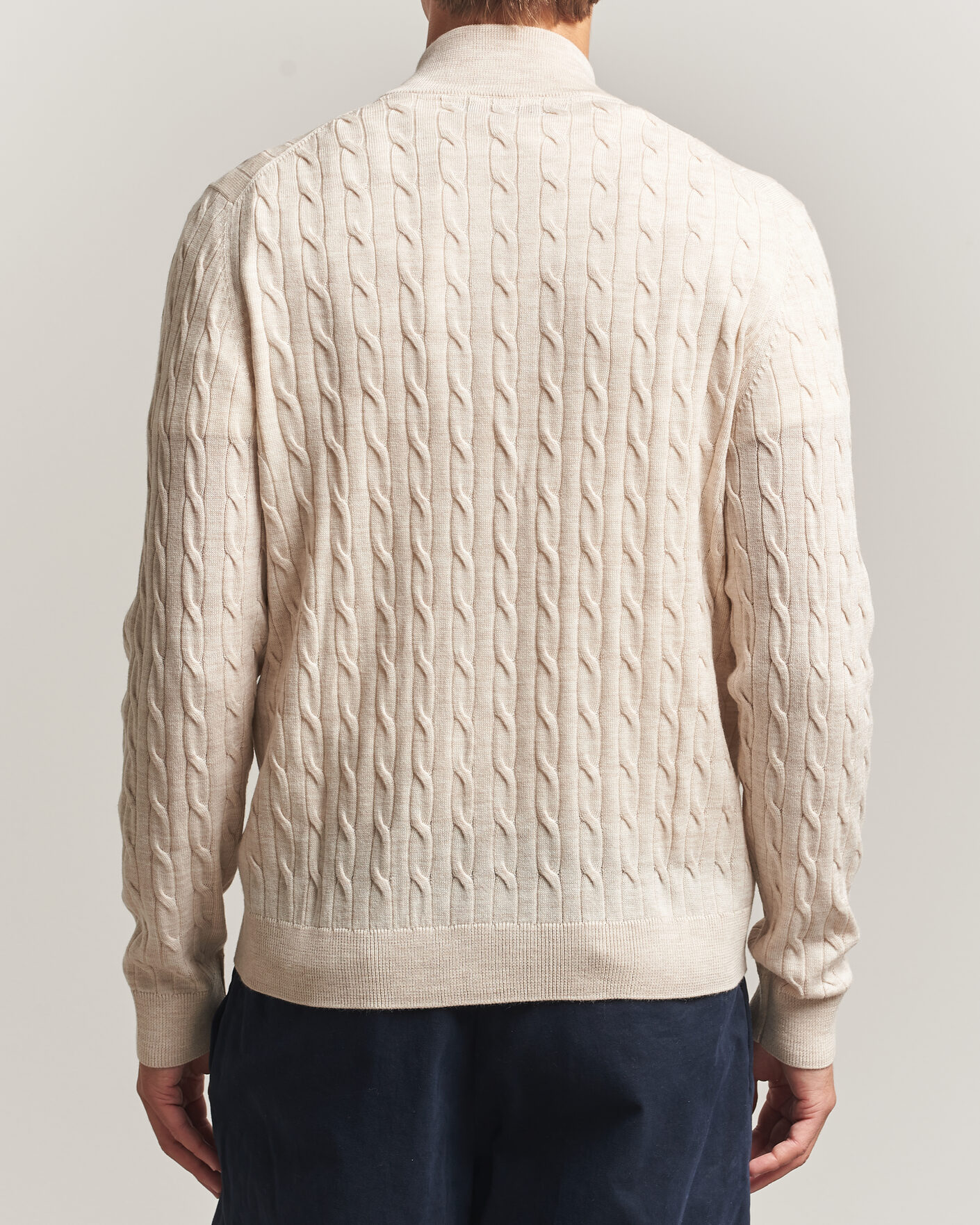 Herre | Gensere | Morris | Merino Cable Zip Cardigan Off White
