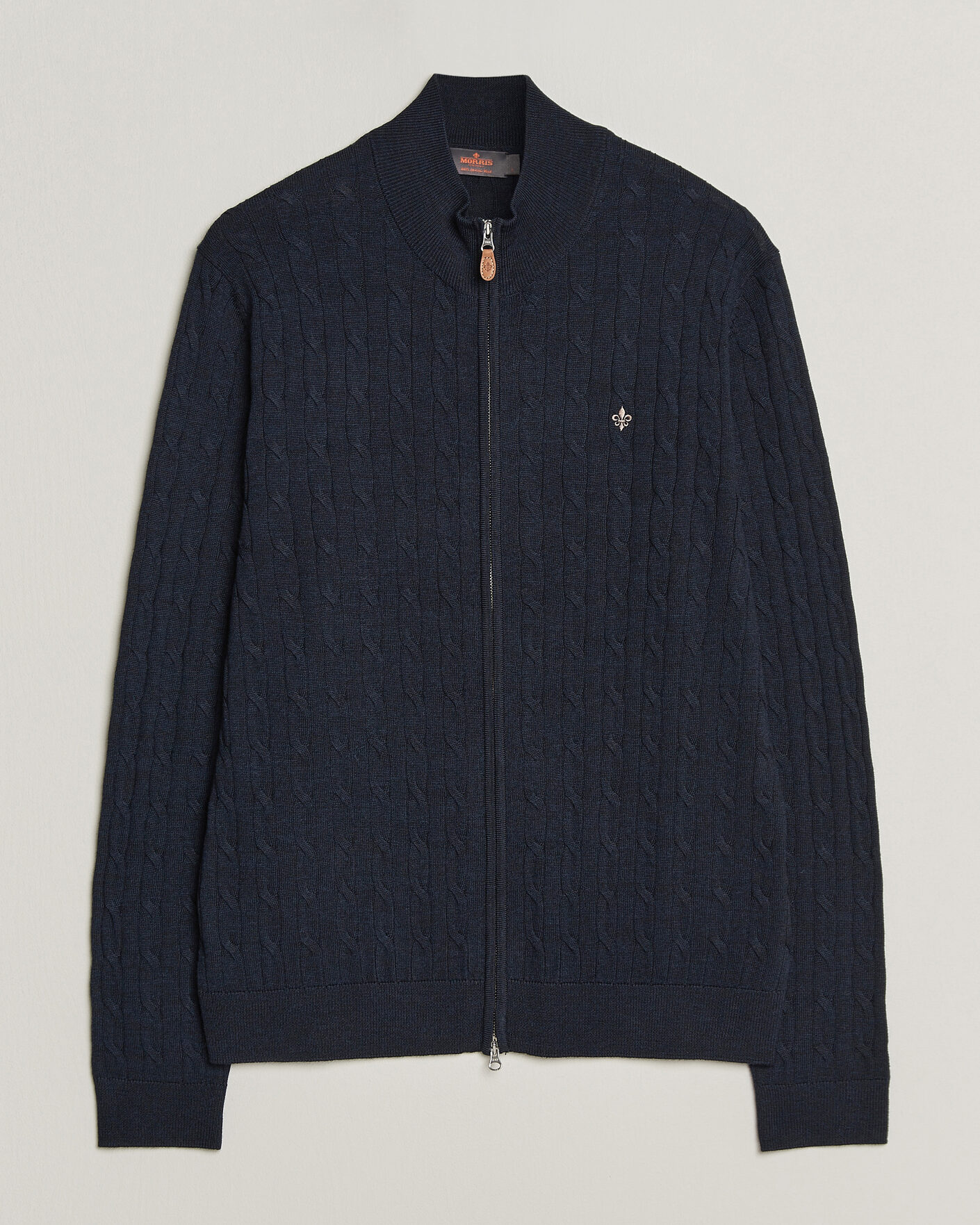 Herre | Gensere | Morris | Merino Cable Zip Cardigan Navy