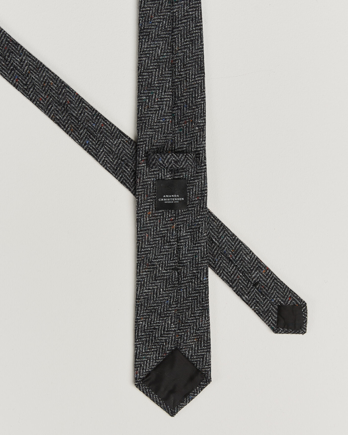 Herre | Slips | Amanda Christensen | Wool Herringbone 8cm Tie Grey