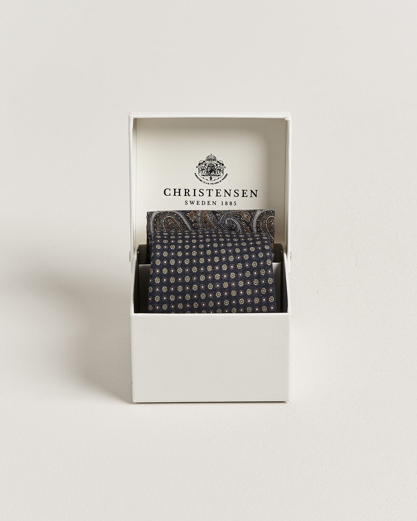 Herre | Slips | Amanda Christensen | Box Set Wool 8 cm Tie And Pocket Square Navy