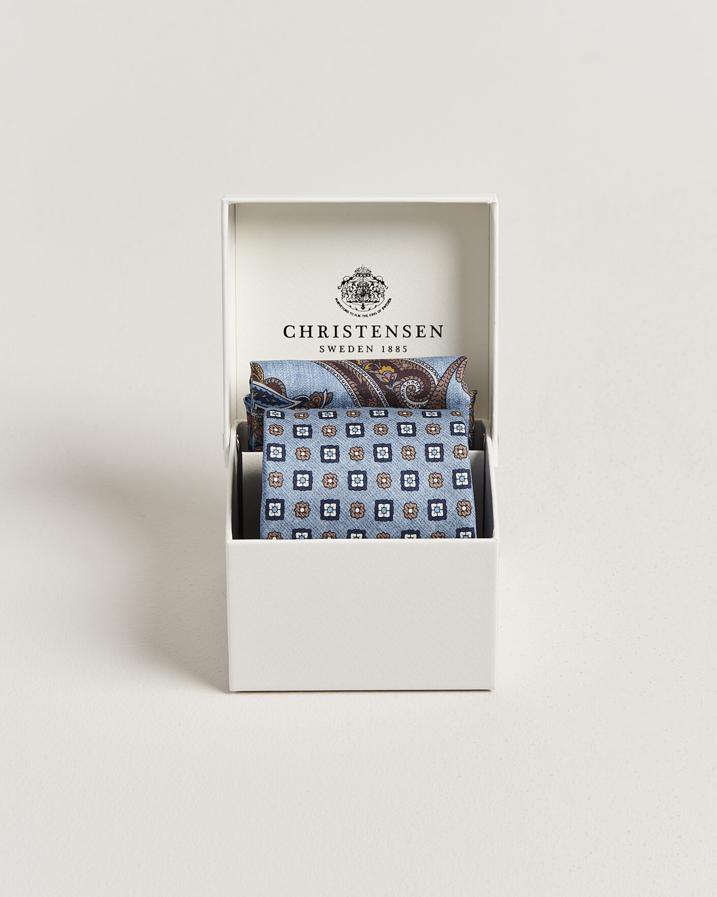 Herre | Slips | Amanda Christensen | Box Set Silk 8 cm Tie And Pocket Square Sky Blue