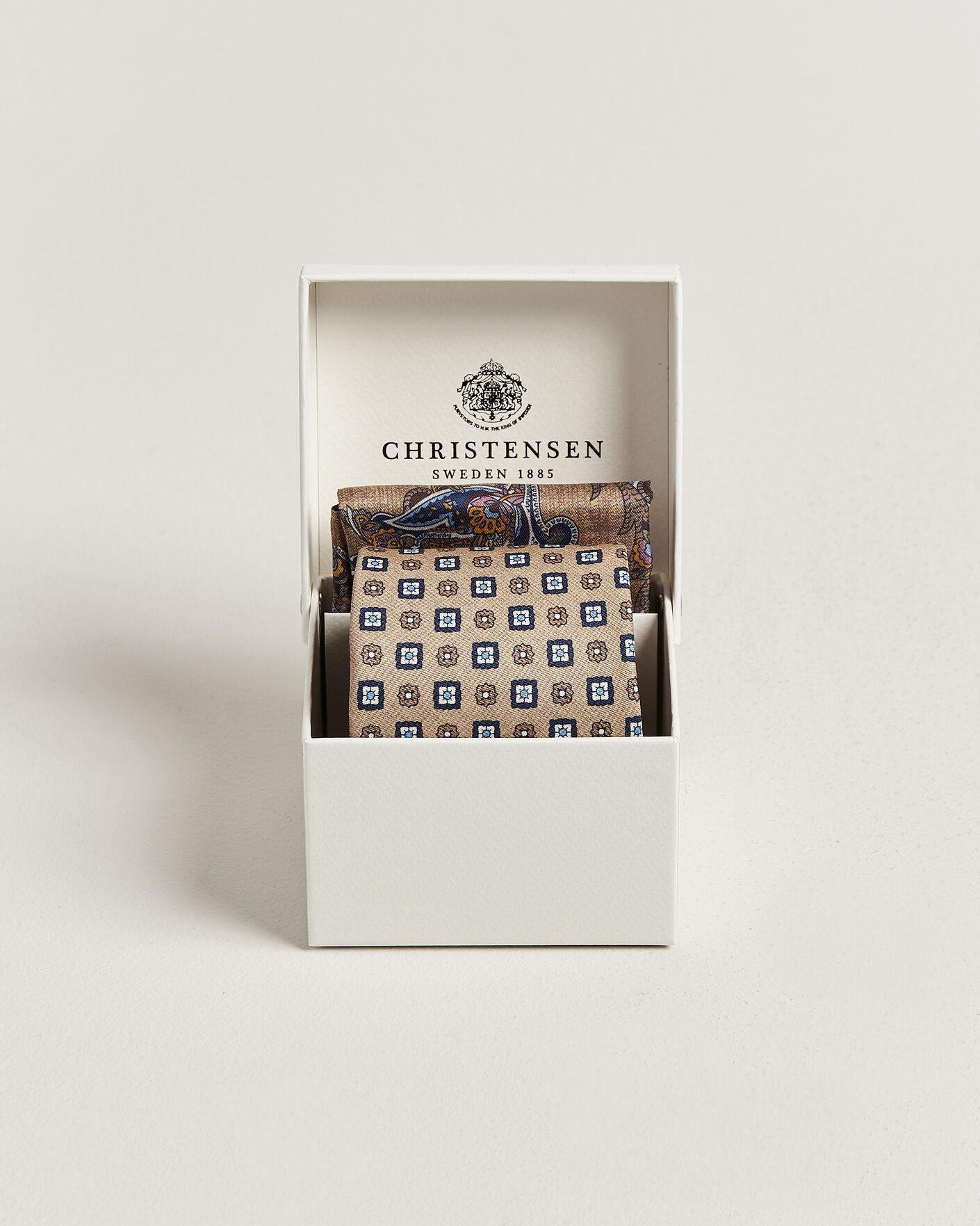 Herre | Slips | Amanda Christensen | Box Set Silk 8 cm Tie And Pocket Square Beige