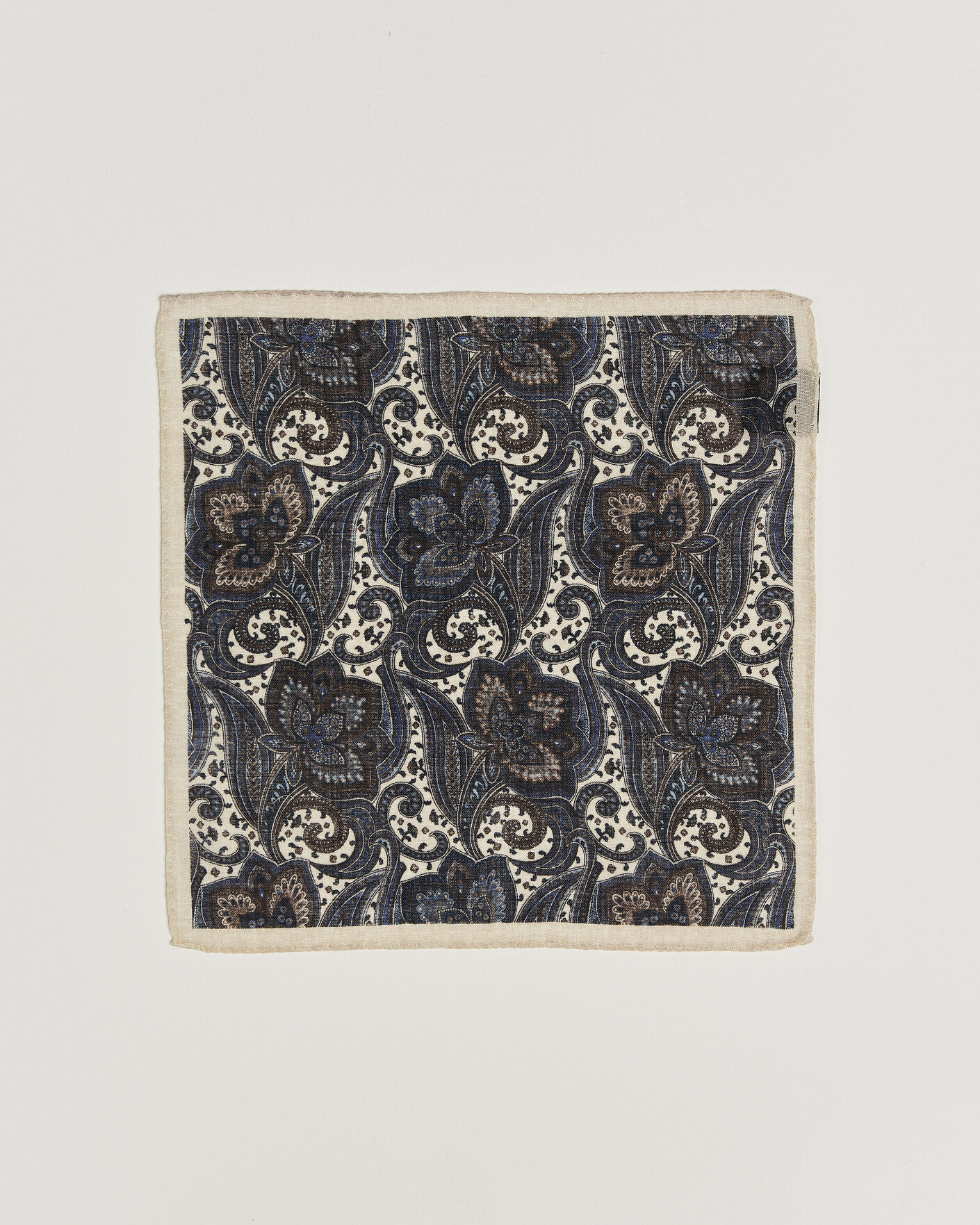 Herre | Lommetørklær | Amanda Christensen | Wool Large Paisley Pocket Square Cream
