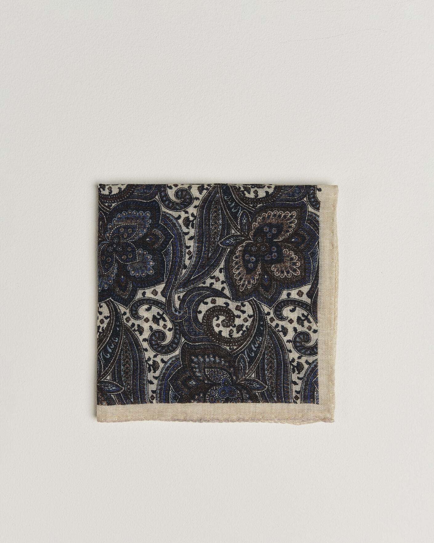 Herre | Lommetørklær | Amanda Christensen | Wool Large Paisley Pocket Square Cream