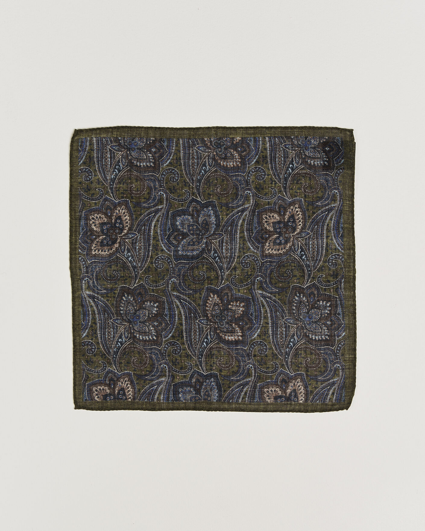 Herre | Lommetørklær | Amanda Christensen | Wool Large Paisley Pocket Square Green
