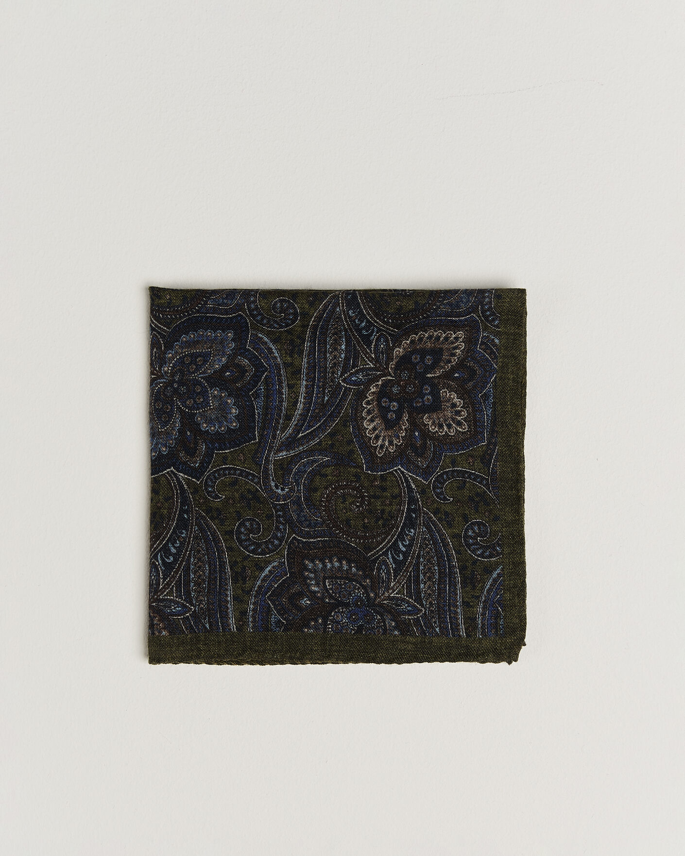 Herre | Lommetørklær | Amanda Christensen | Wool Large Paisley Pocket Square Green