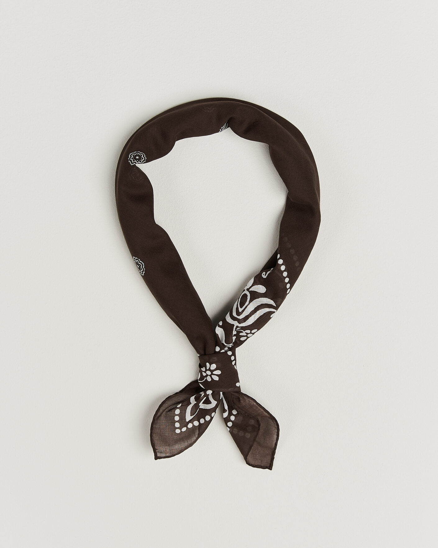 Herre | Scarves | Amanda Christensen | Cotton Voile Printed Flower Bandana Brown
