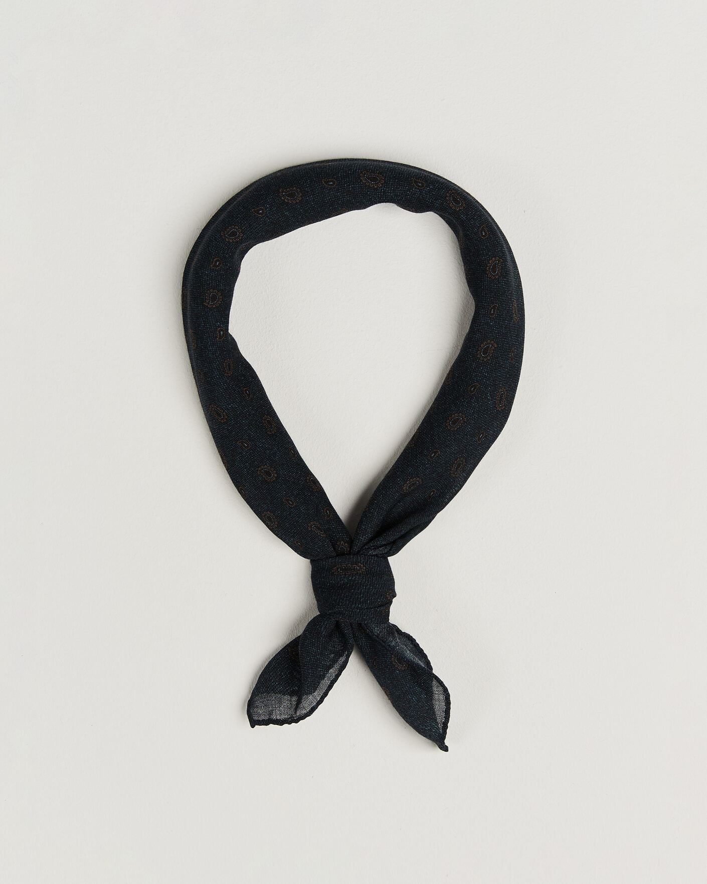 Herre | Scarves | Amanda Christensen | Wool Printed Paisley Bandana Navy