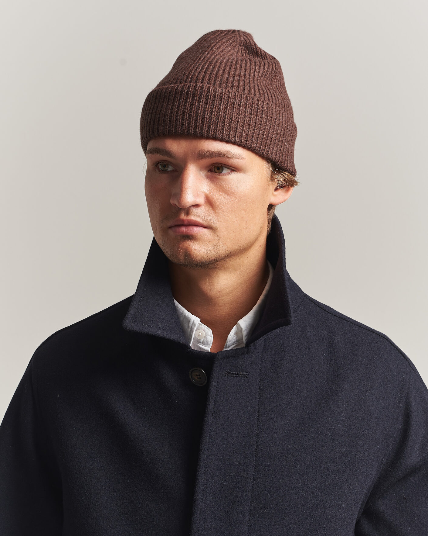 Herre | Luer | Amanda Christensen | Rib Knitted Merino Wool Cap Brown