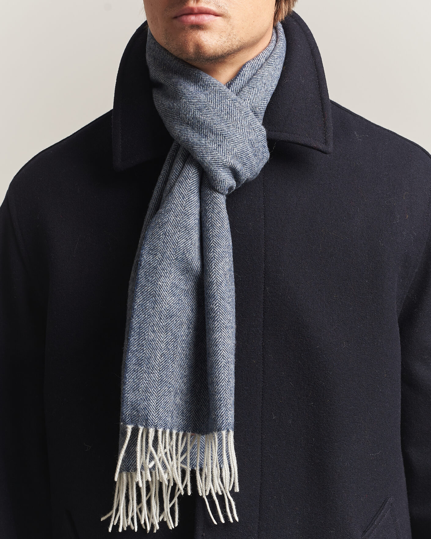 Herre | Skjerf | Amanda Christensen | Wool Herringbone Scarf Navy
