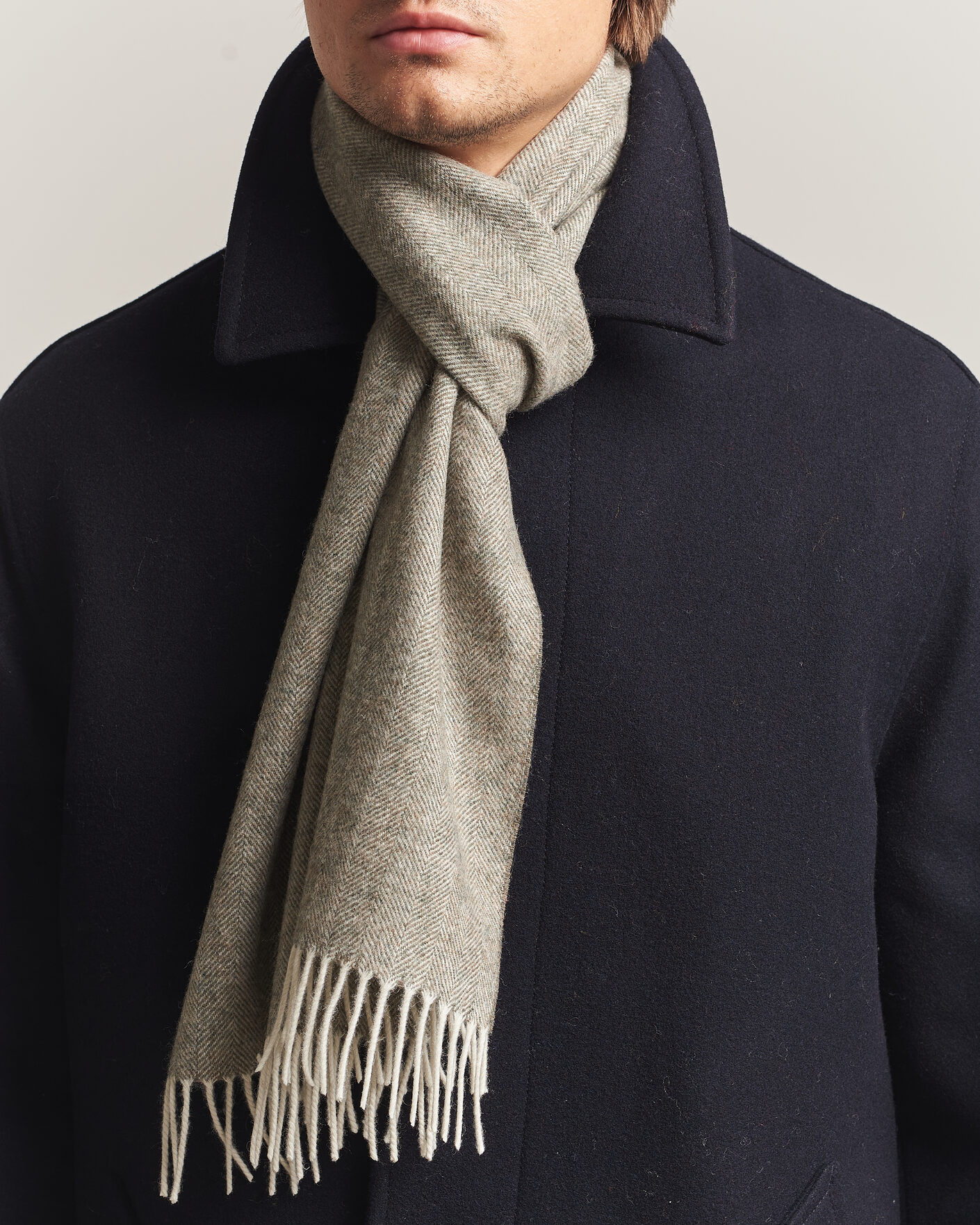 Herre | Skjerf | Amanda Christensen | Wool Herringbone Scarf Green