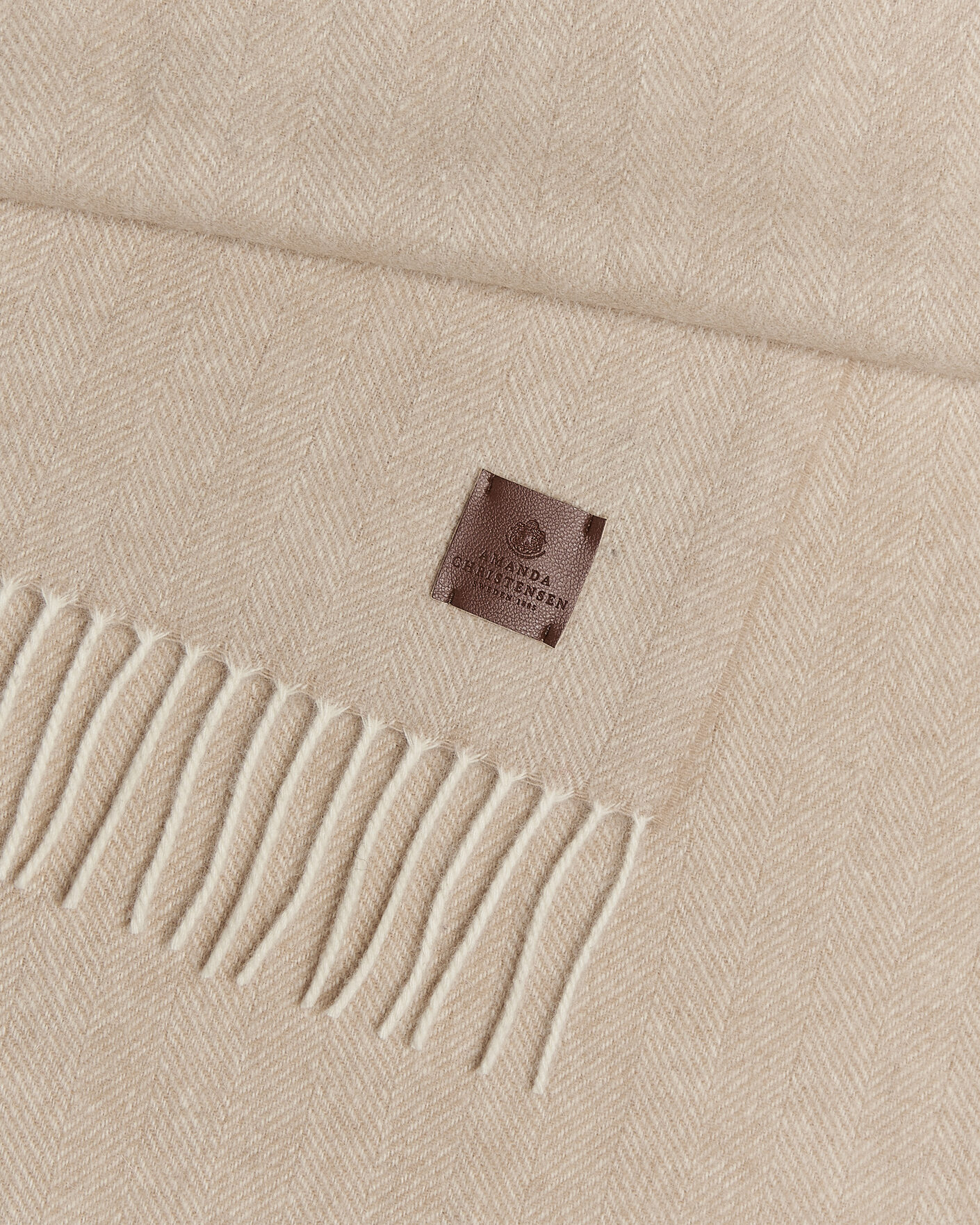 Herre | Skjerf | Amanda Christensen | Wool Herringbone Scarf Beige