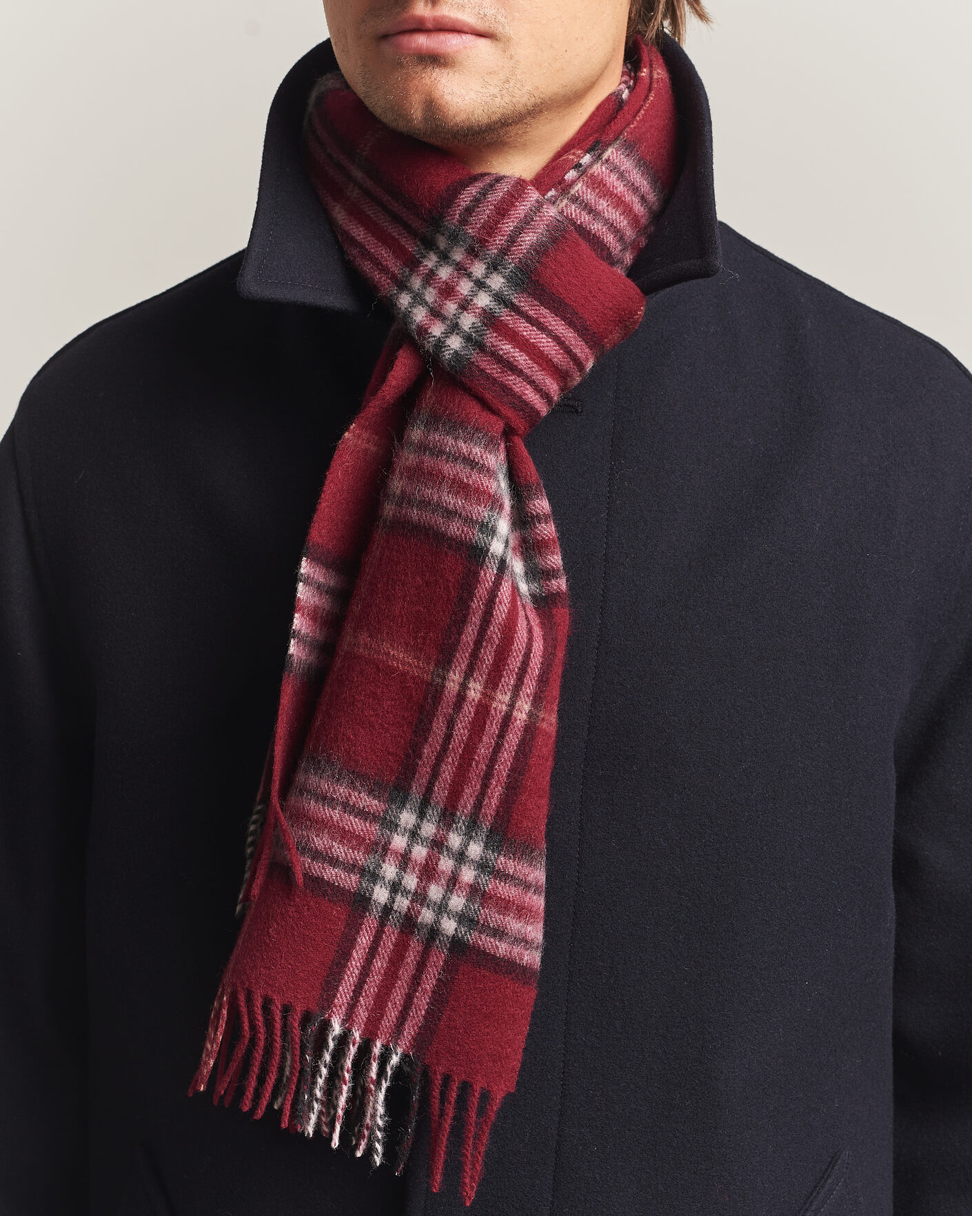 Herre | Skjerf | Amanda Christensen | Wool Check Scarf Bordeaux