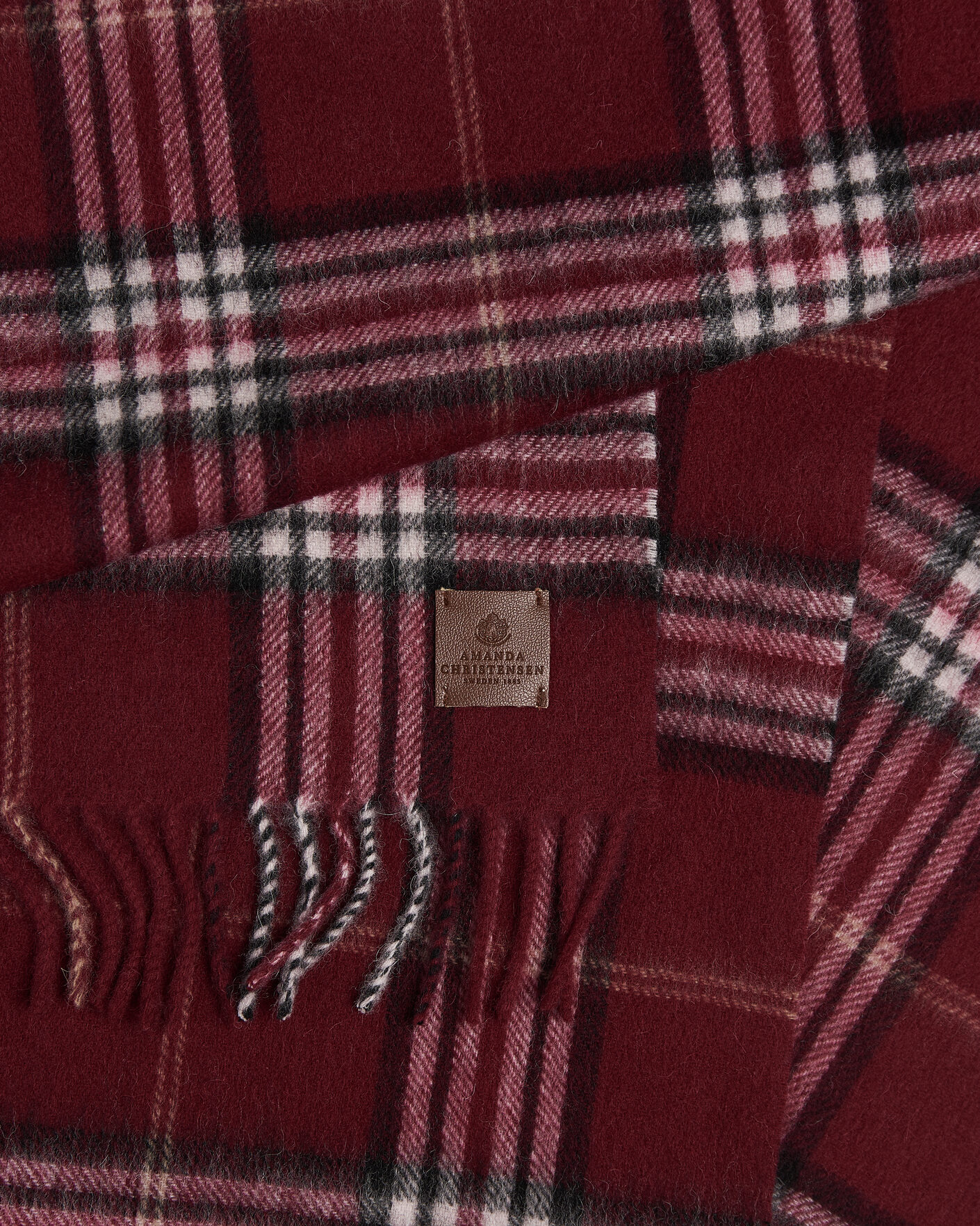 Herre | Skjerf | Amanda Christensen | Wool Check Scarf Bordeaux