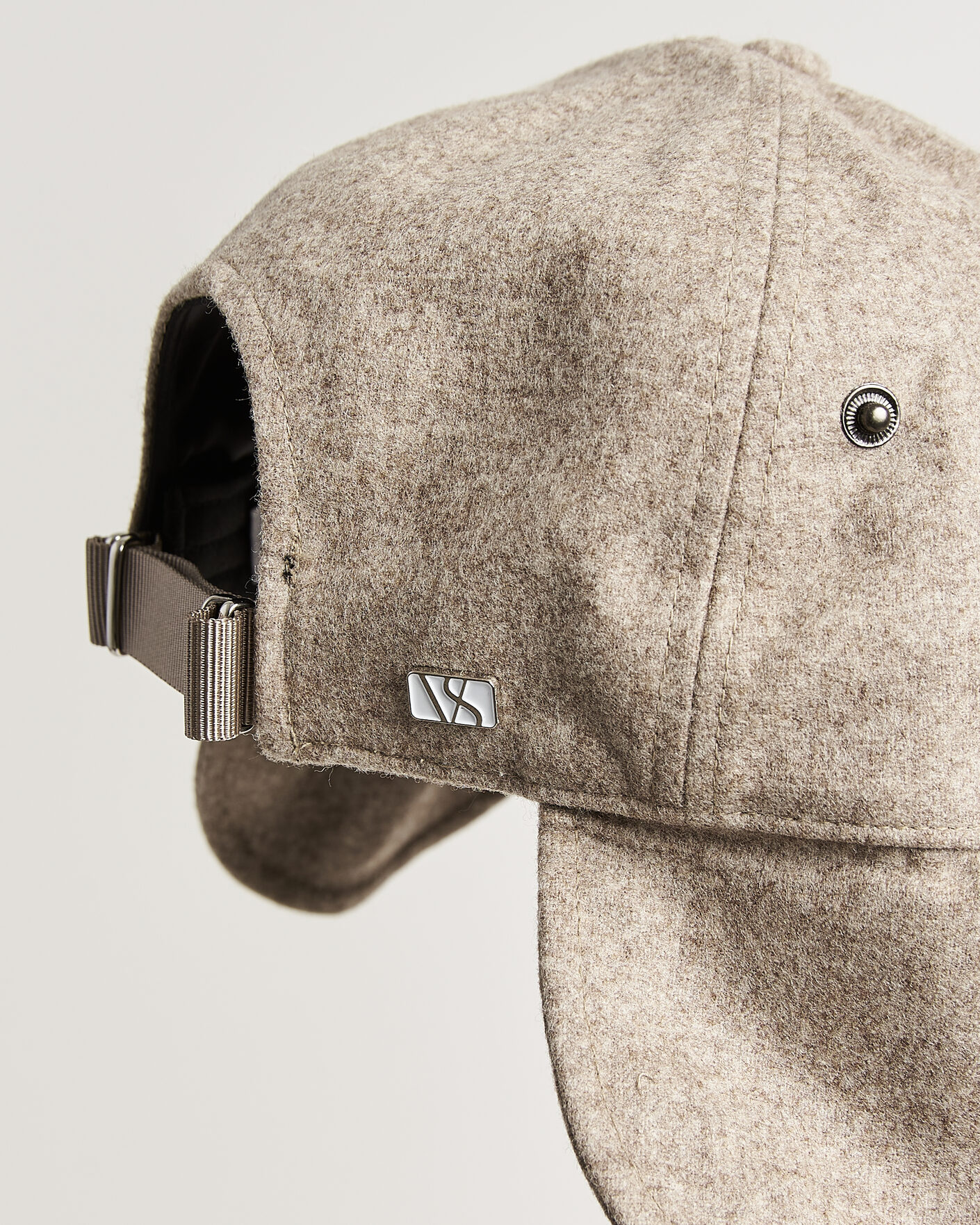 Herre | Hatter og capser | Varsity Headwear | Merino Wool Earflap Baseball Cap Umber Beige