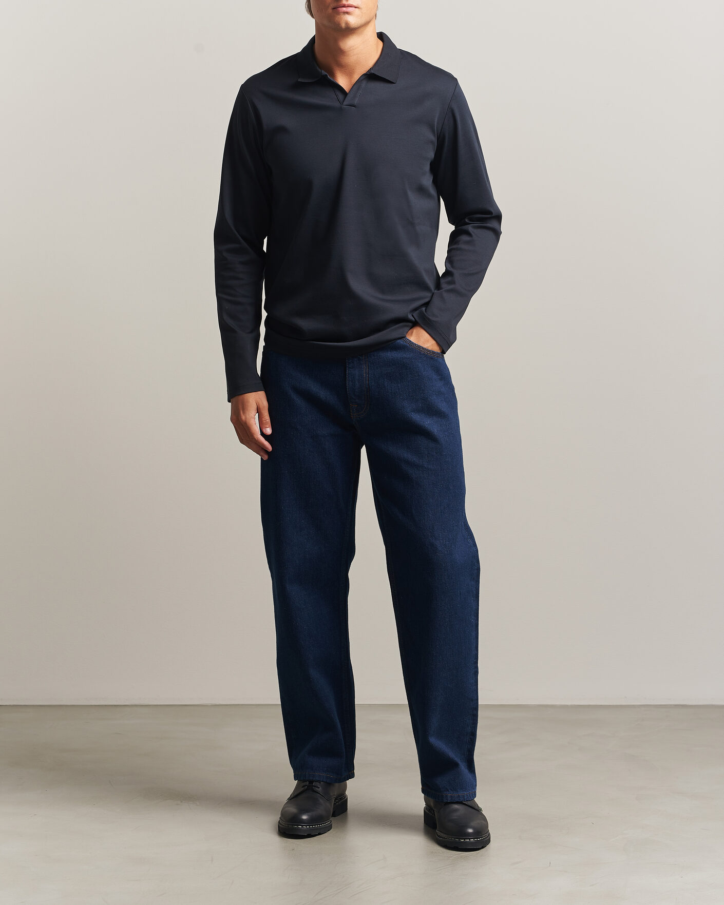 Herre | Pikéer | NN07 | Paul Long Sleeve Polo Deep Navy