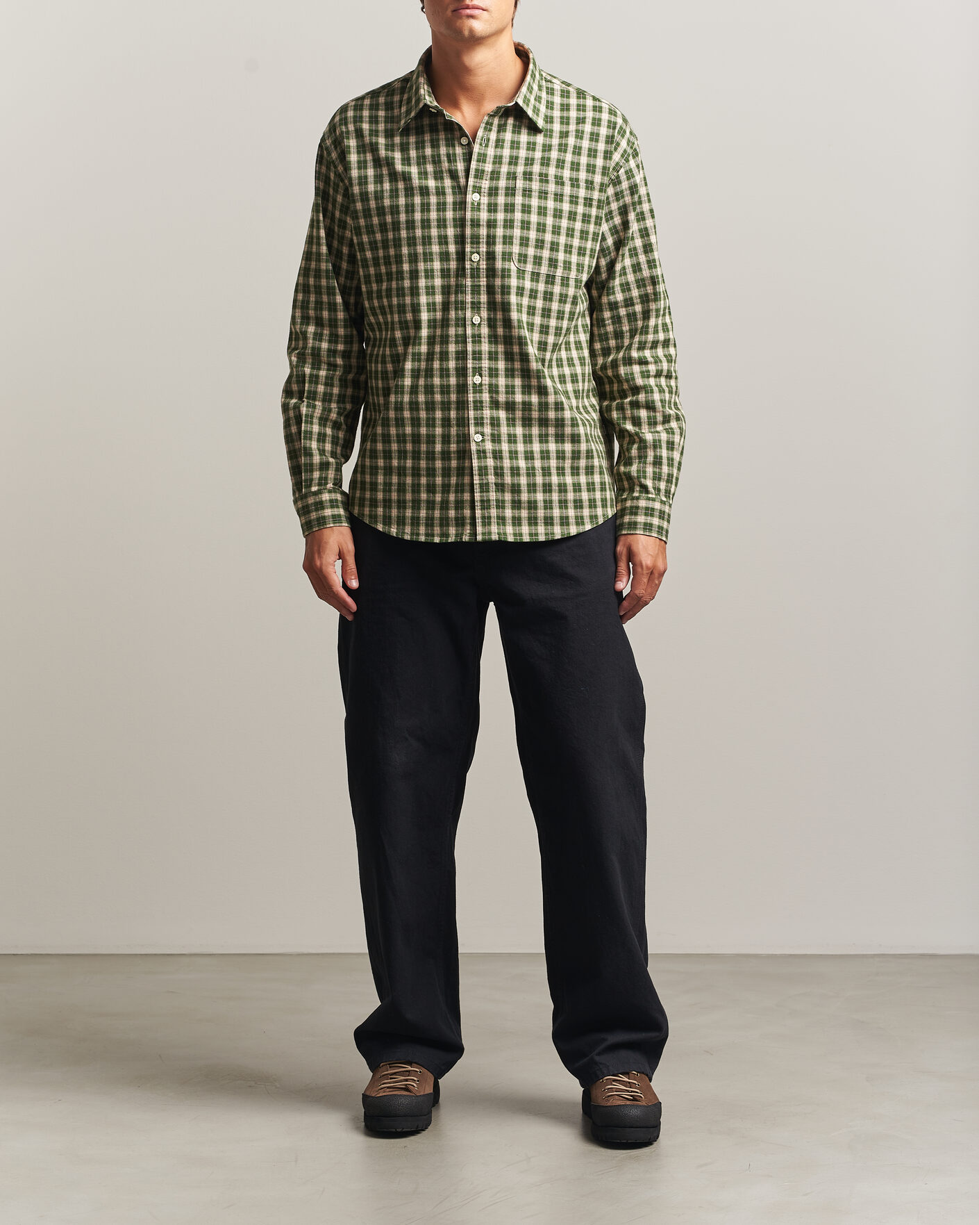 Herre | Skjorter | NN07 | Deon Flannel Shirt Eden Green Check